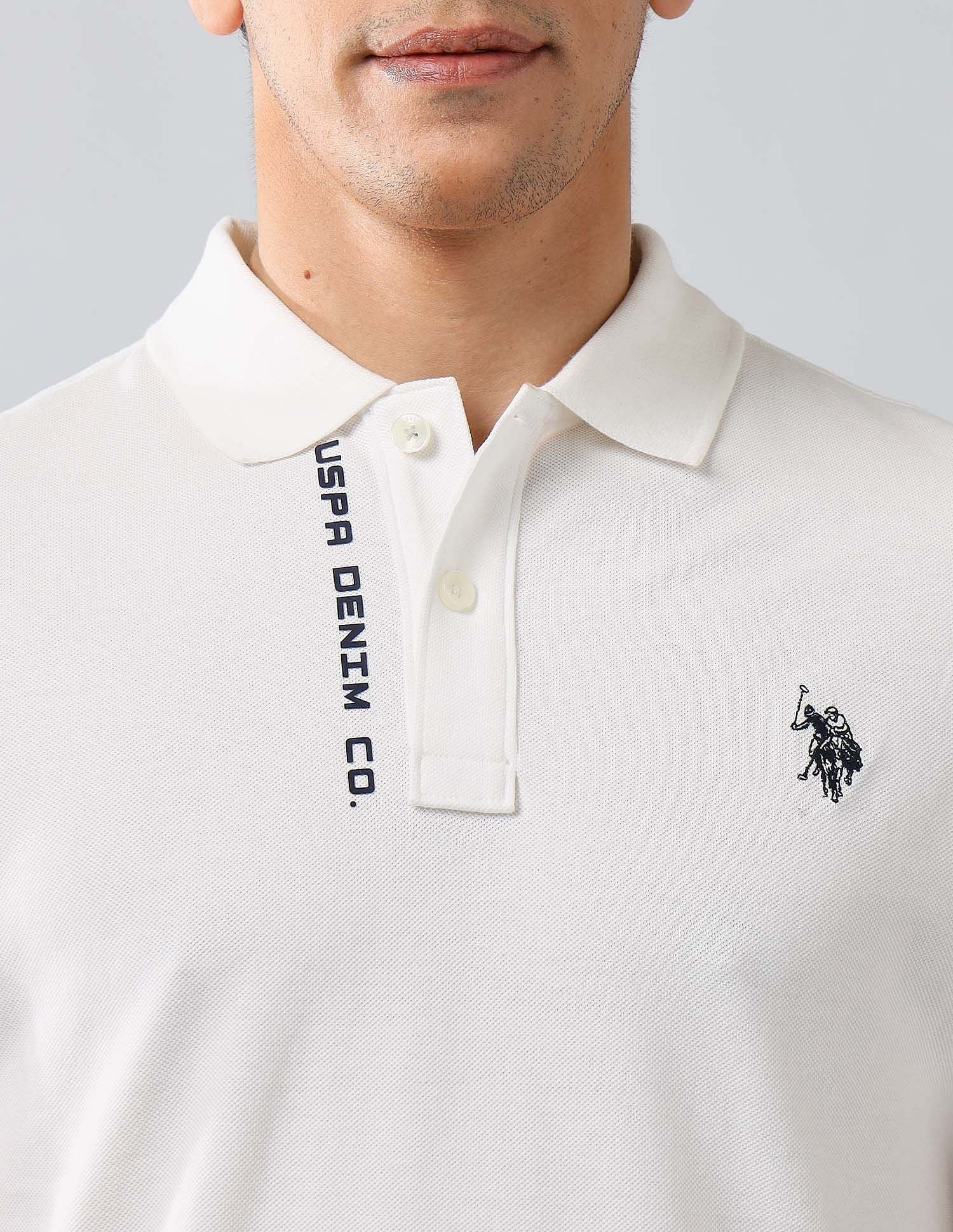Brand Printed Muscle Fit Polo Shirt Ivory - U.S. POLO ASSN. | Large