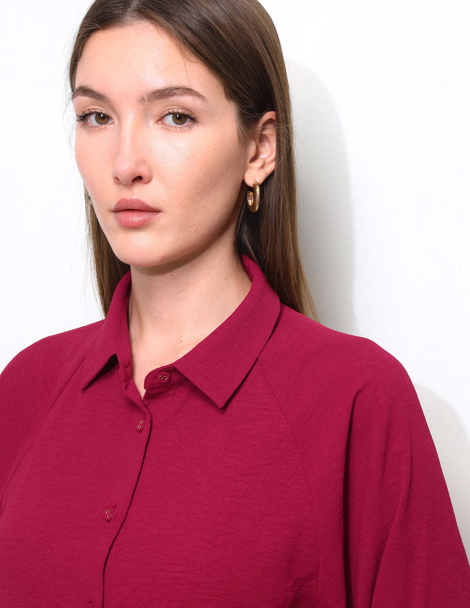 Solid Regular Fit Raglan Shirt Maroon - U.S. Polo Assn. India | Large