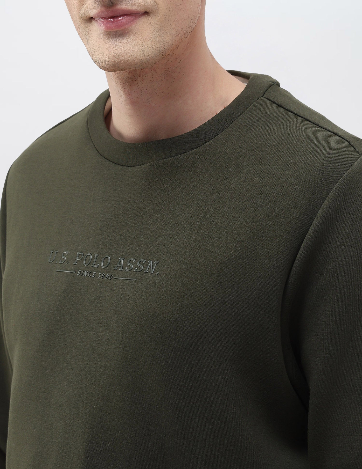 Solid Regular Fit Sweatshirt Olive - U.S. POLO ASSN. | Large