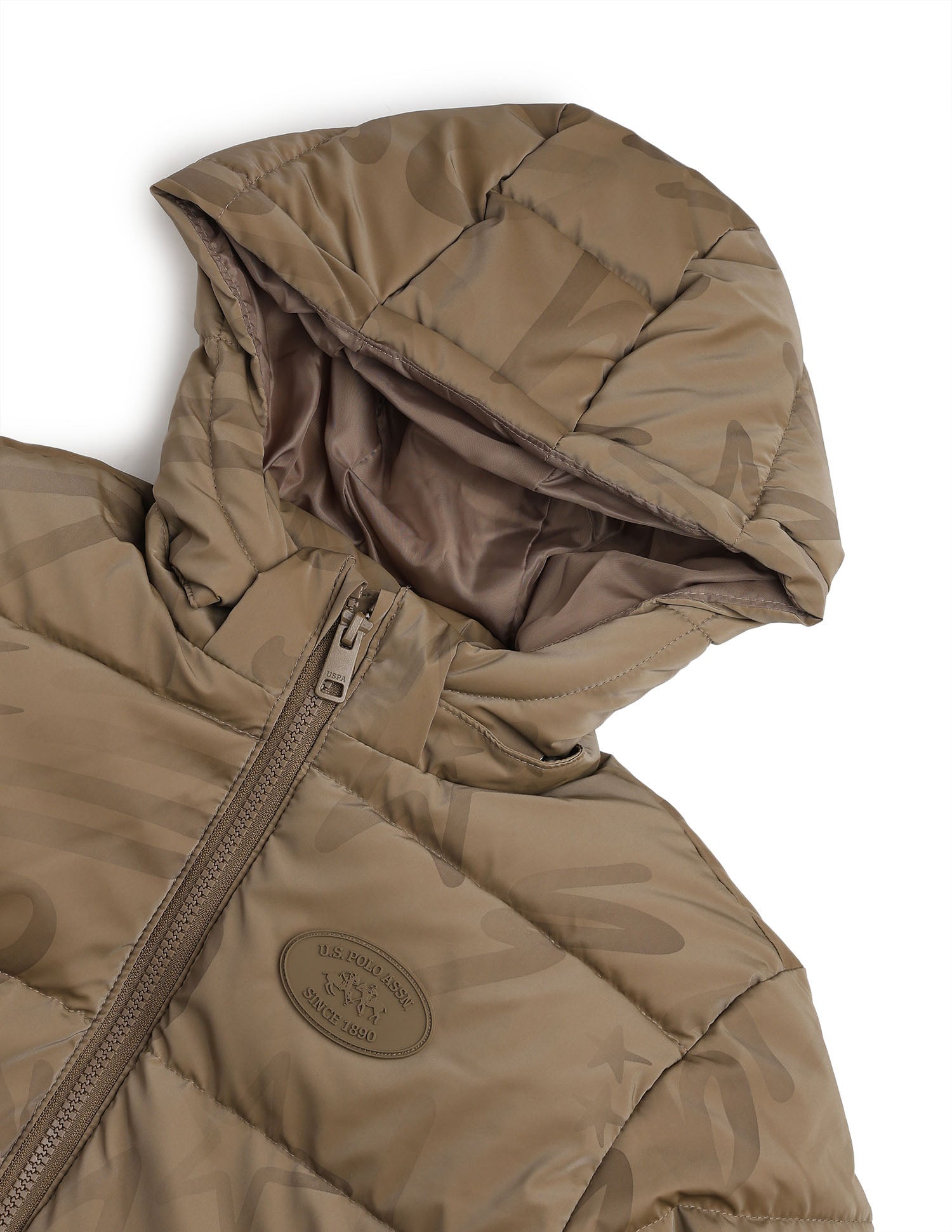 Boys Solid Regular Fit Puffer Jacket Camel - U.S. Polo Assn. India | Large