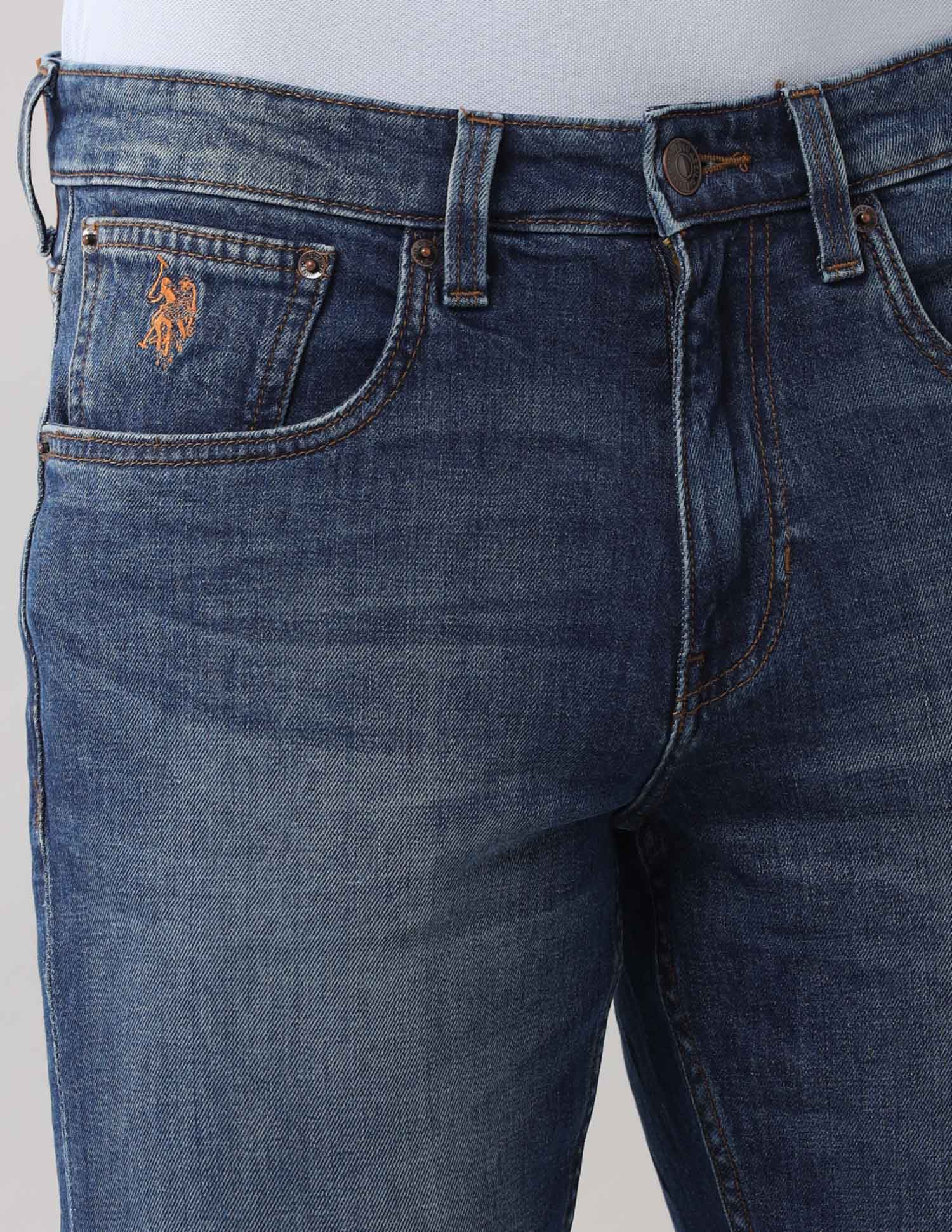 Harold Slim Straight Fit Blue Jeans Blue - U.S. Polo Assn. India | Large