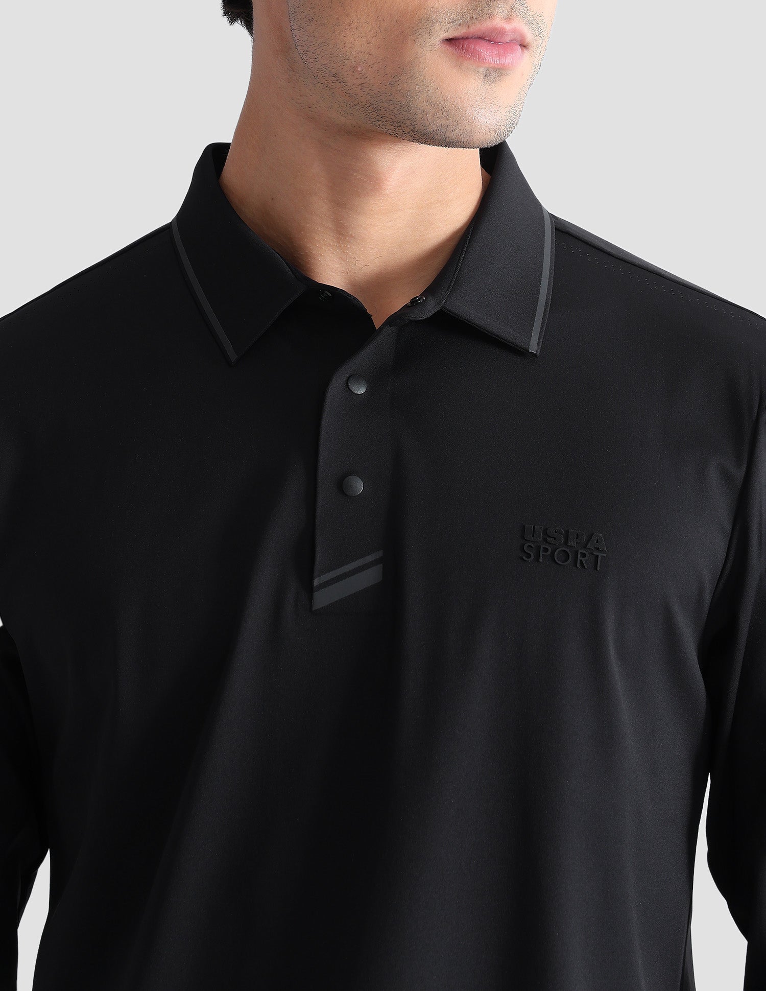Solid Regular Fit Active Polo Shirt Black - U.S. Polo Assn. India | Large