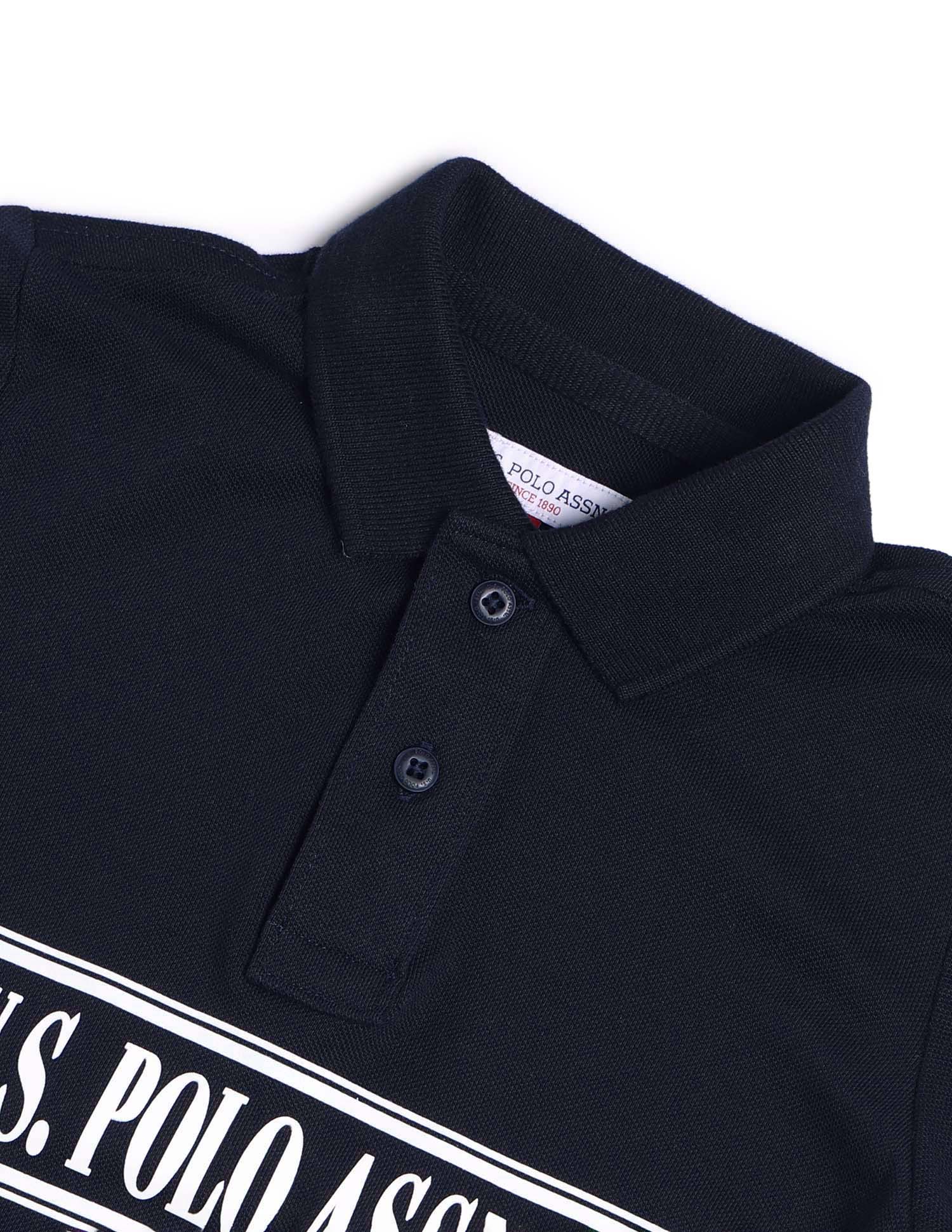 Boys Brand Printed Regular Fit Polo Shirt Navy - U.S. POLO ASSN. | Large