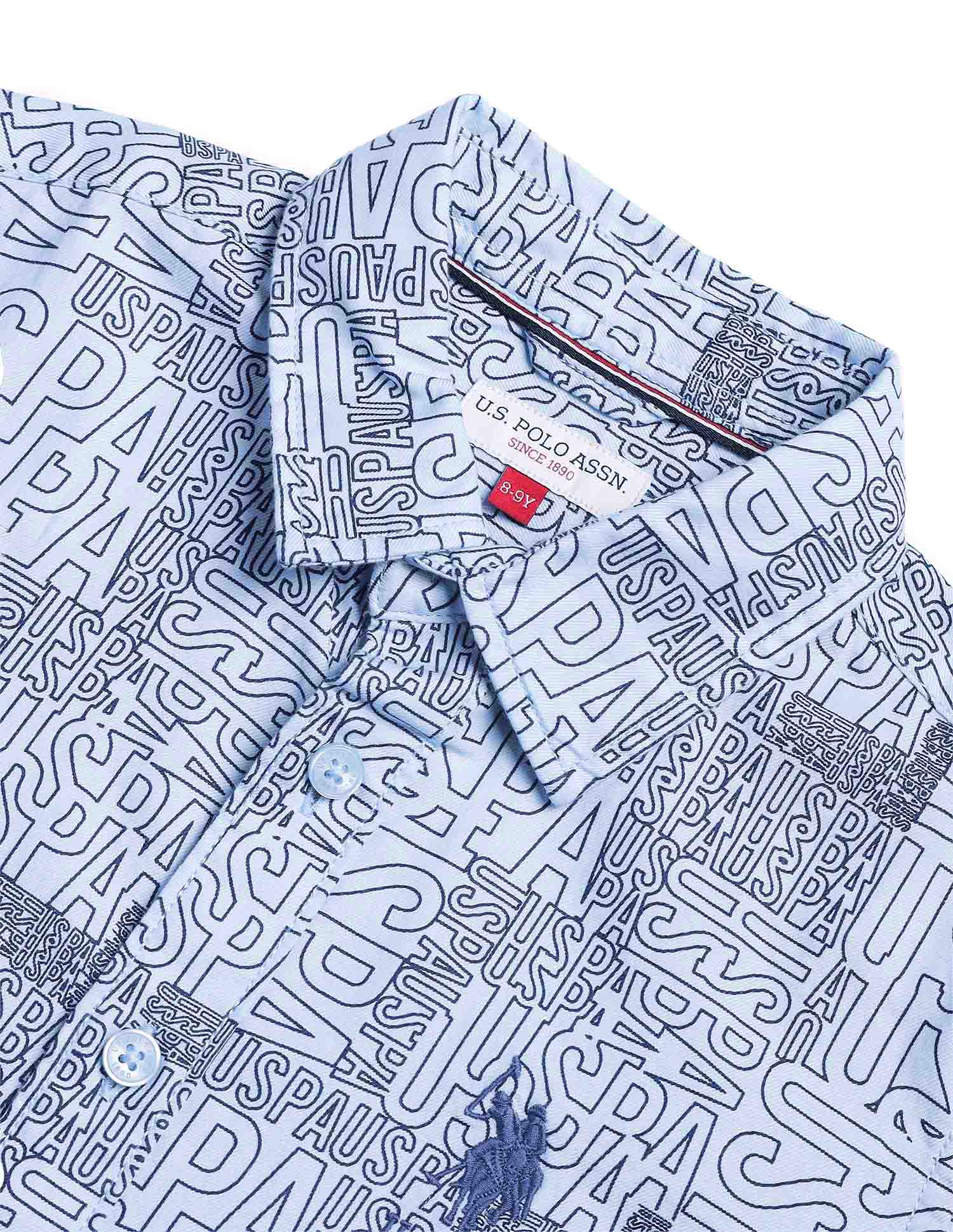 Boys Brand Printed Regular Fit Shirt Light Blue - U.S. POLO ASSN. | Large