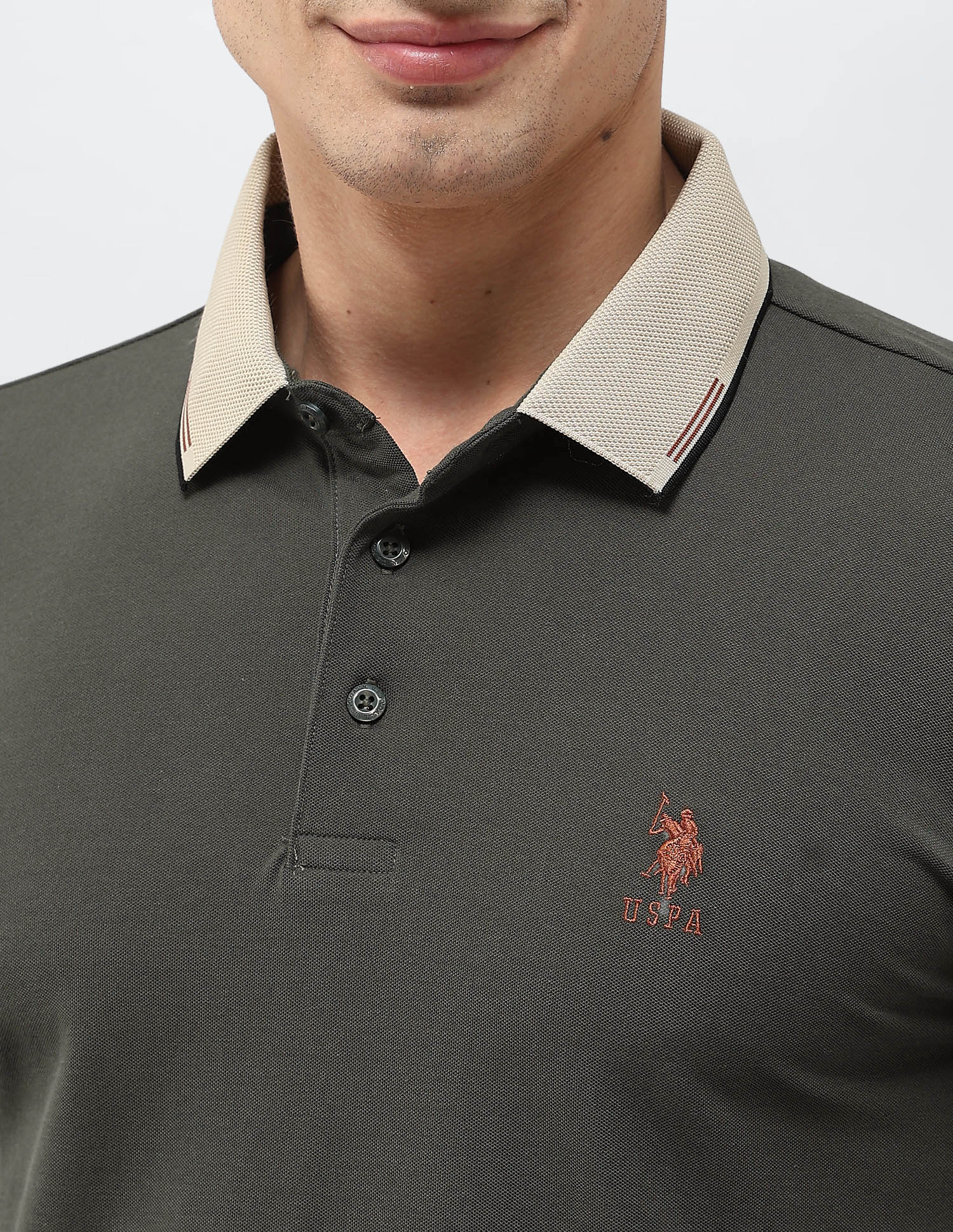 Solid Regular Fit Polo Shirt Olive - U.S. POLO ASSN. | Large