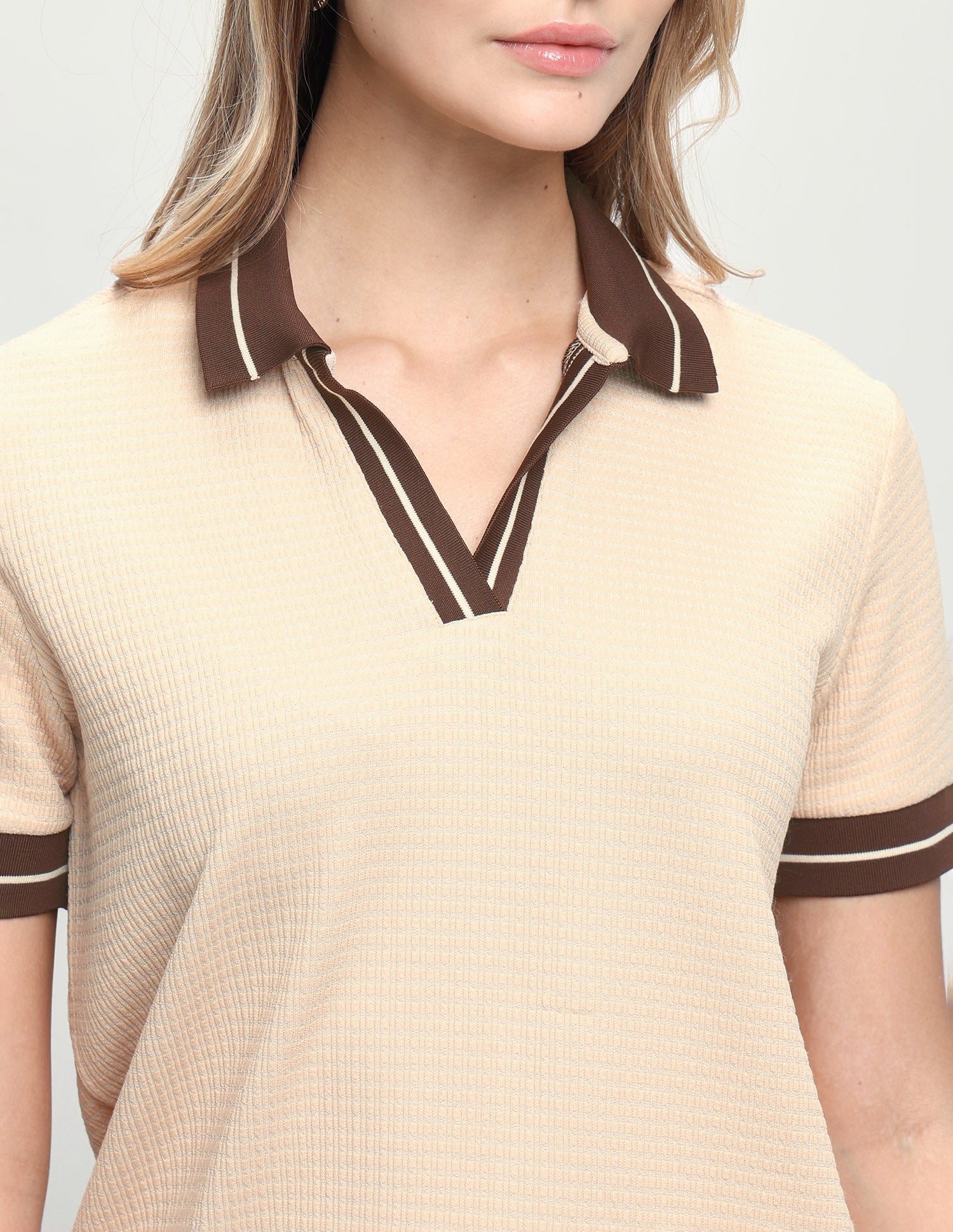Textured Regular Fit Polo Shirt Beige - U.S. Polo Assn. India | Large