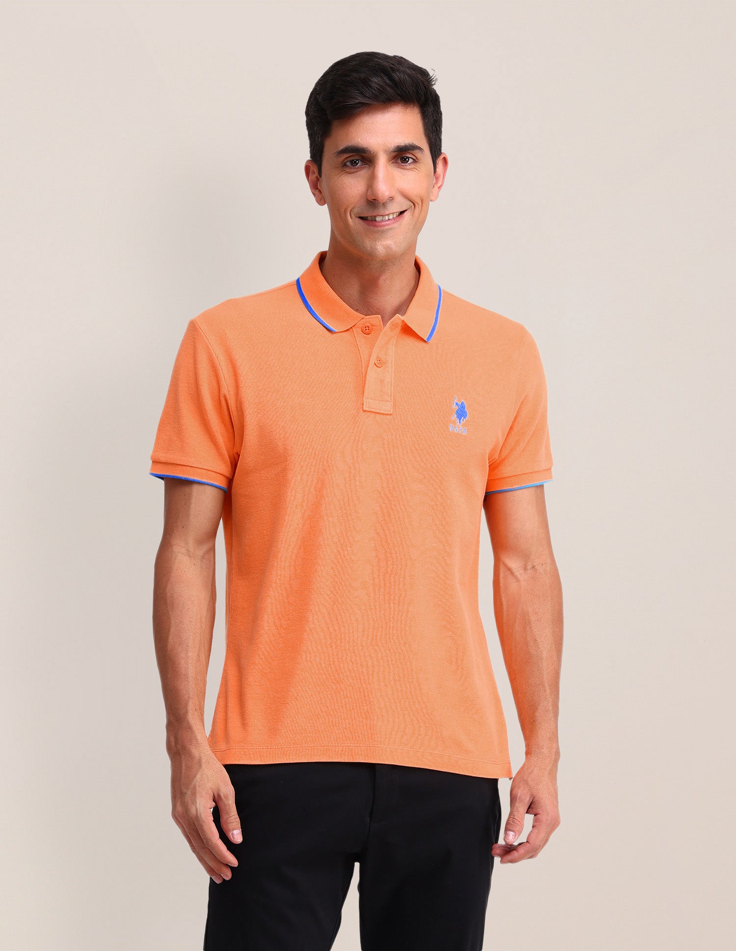 Cotton Slim Fit Polo Shirt Orange - U.S. Polo Assn. India | Large