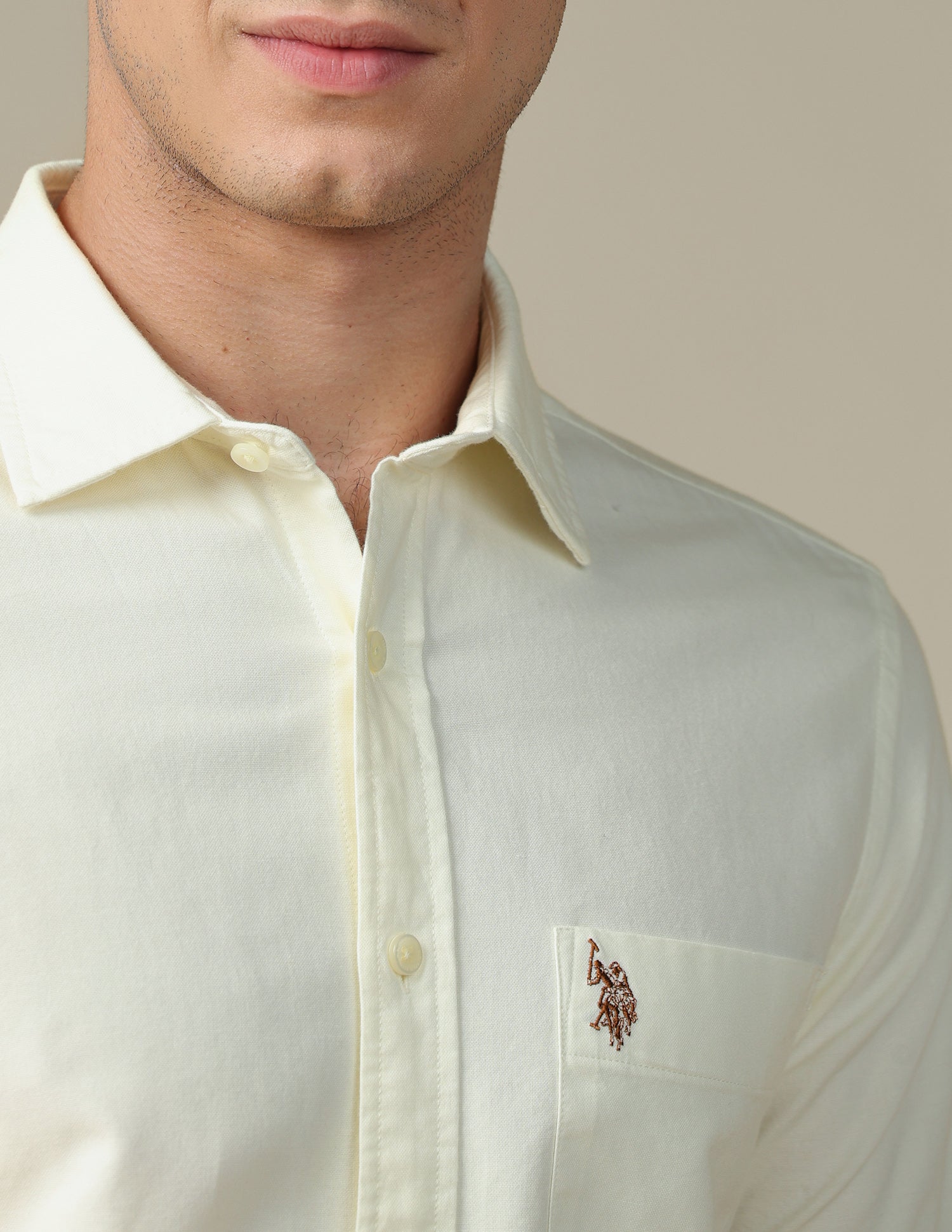 Oxford Tailored Fit Shirt Light Yellow - U.S. Polo Assn. India | Large