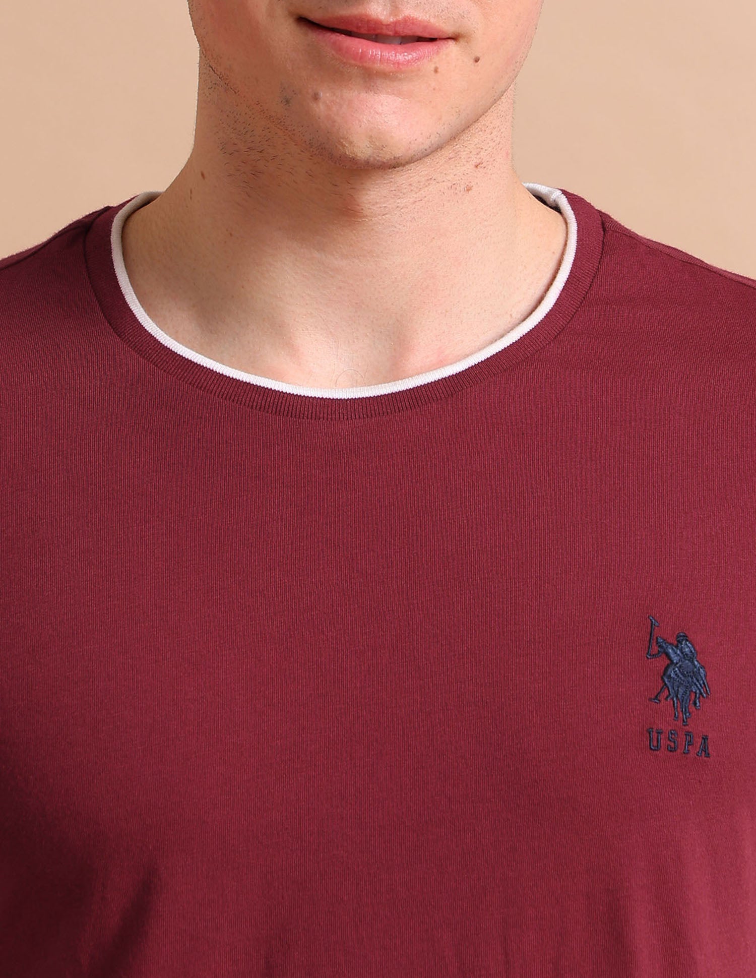 Stretchy Tipped T-Shirt Maroon - U.S. POLO ASSN. | Large