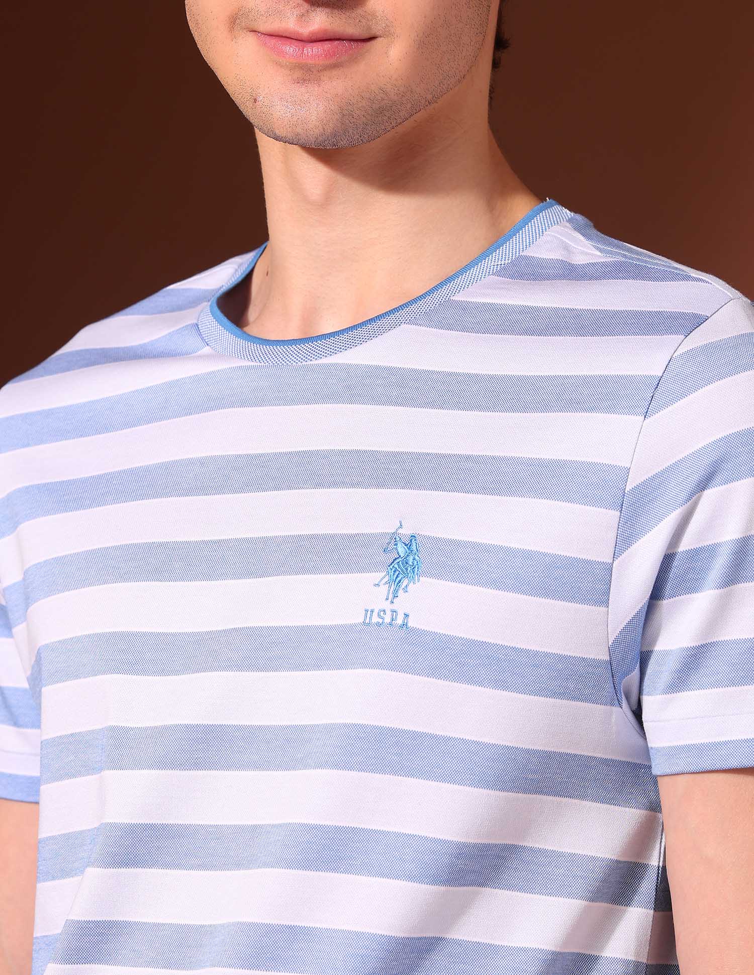 Horizontal Striped Working Holiday T-Shirt Light Blue - U.S. Polo Assn. India | Large