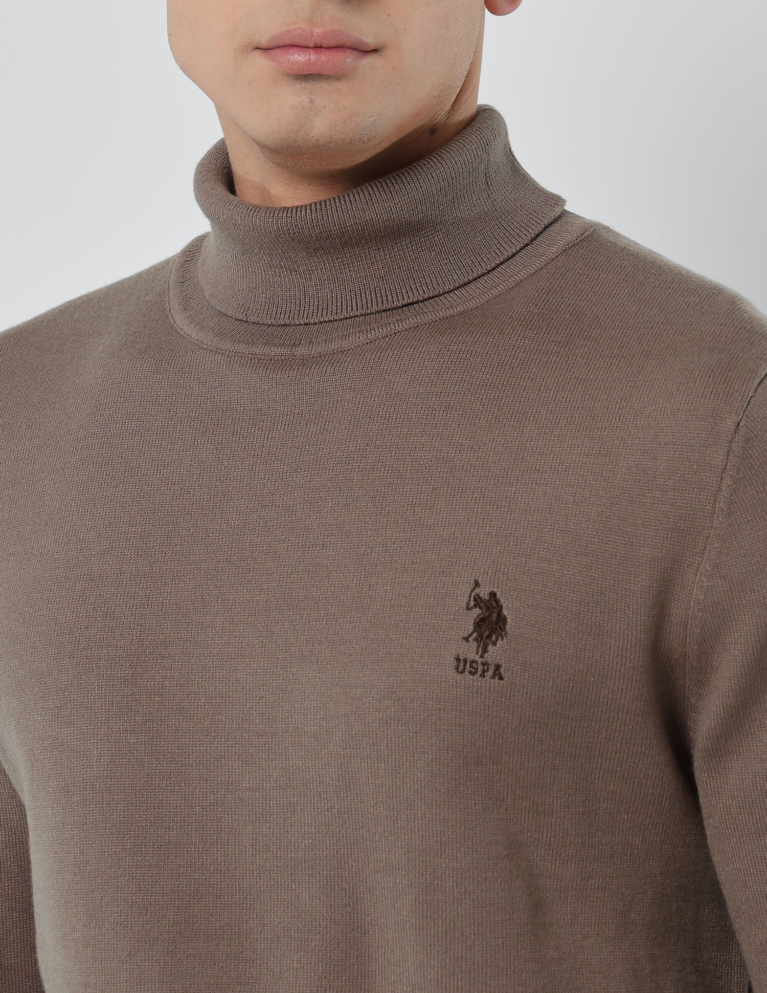 Turtleneck Regular Fit Sweater Light Brown - U.S. POLO ASSN. | Large