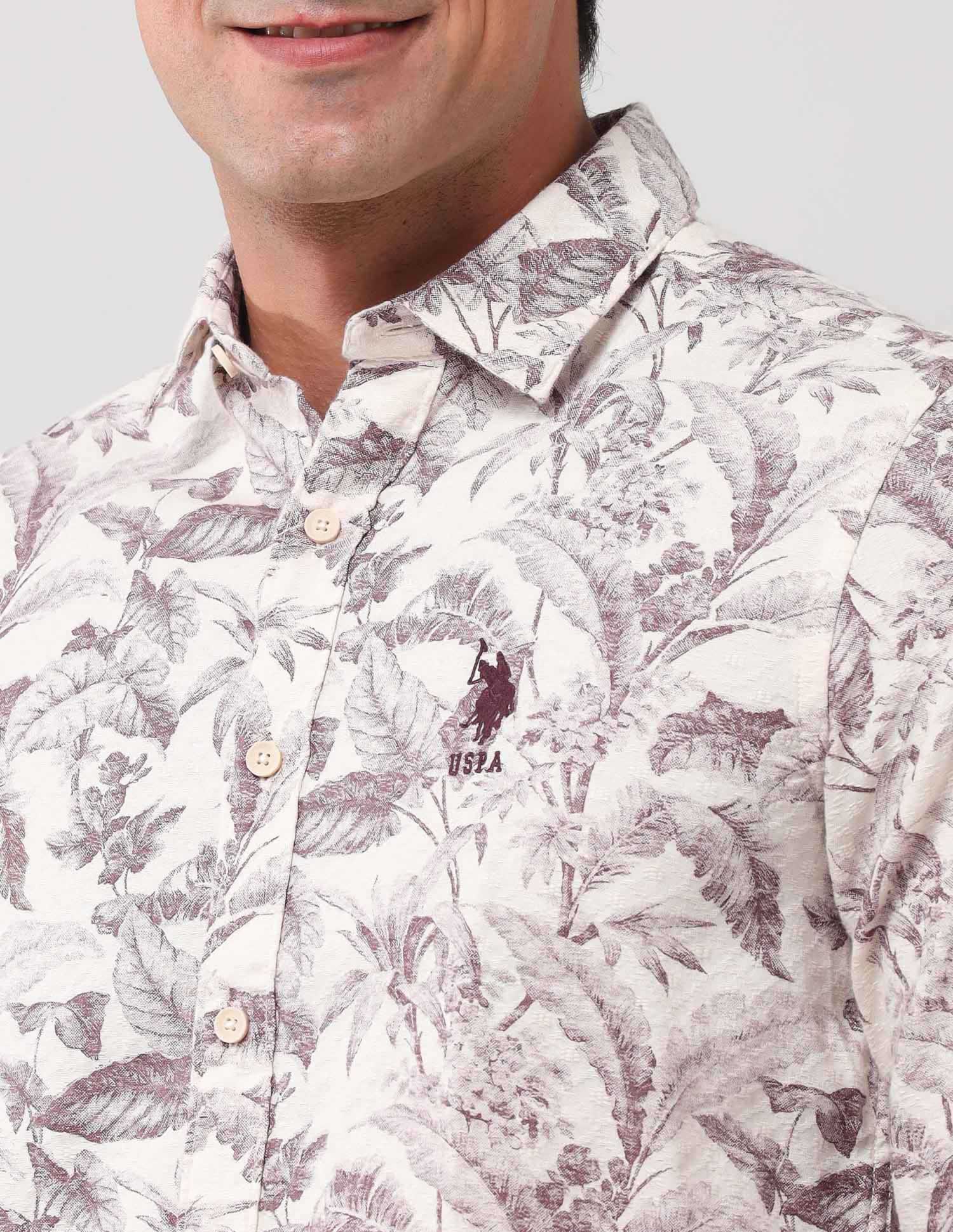 Regular Fit All-Over Shirt Brown - U.S. POLO ASSN. | Large