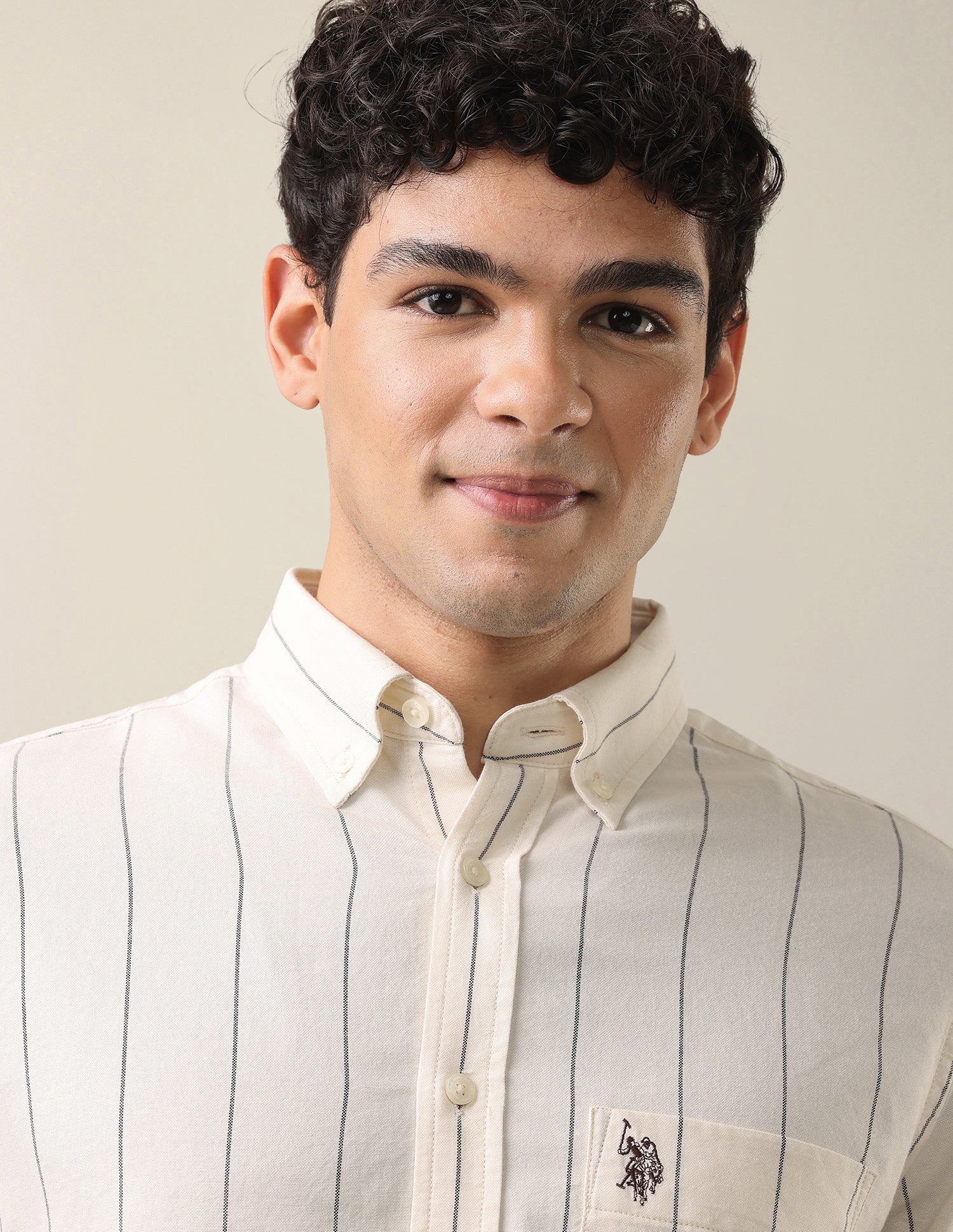 Oxford Tailored Fit Button-Down Collar Shirt Ivory - U.S. Polo Assn. India | Large