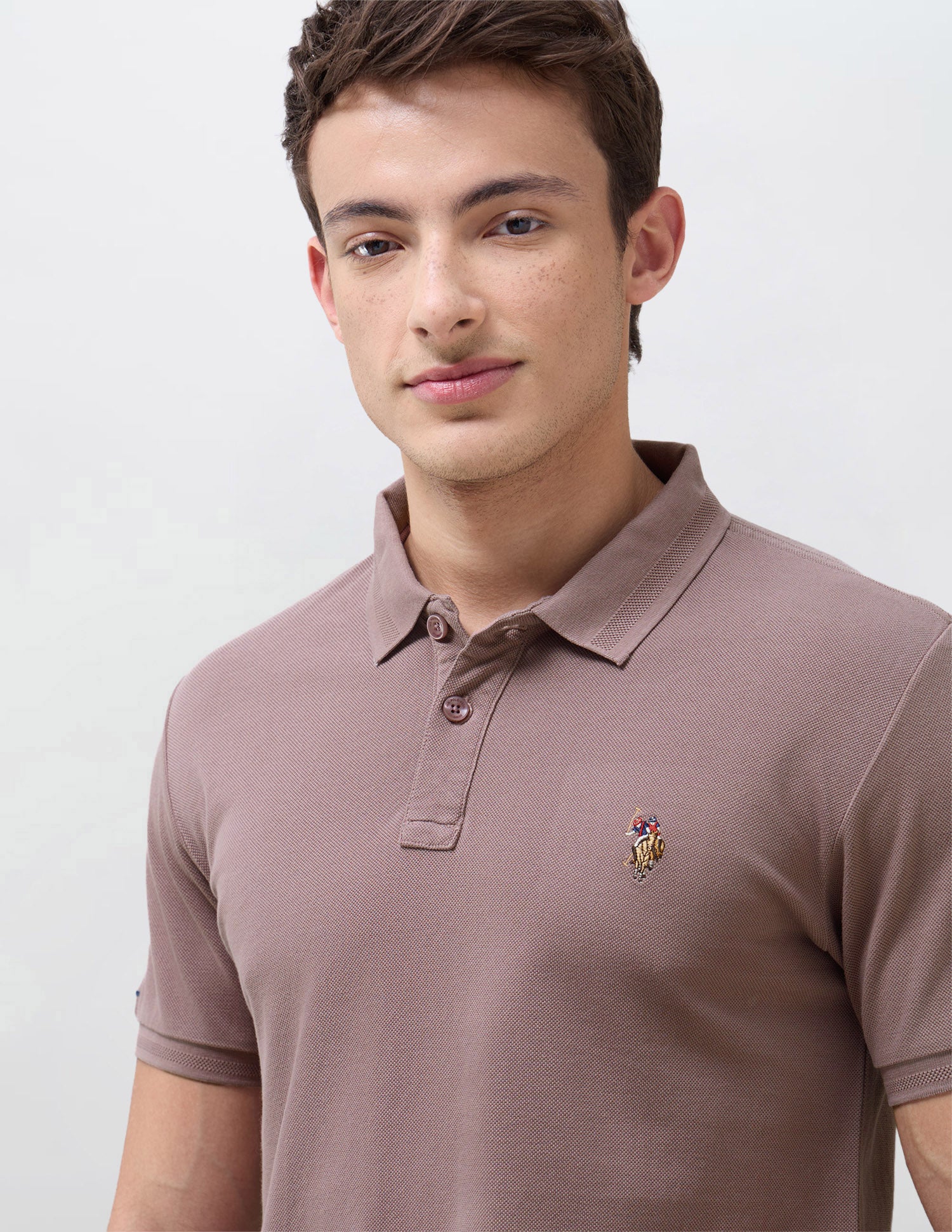 Solid Slim Fit Polo Shirt Peach - U.S. Polo Assn. India | Large