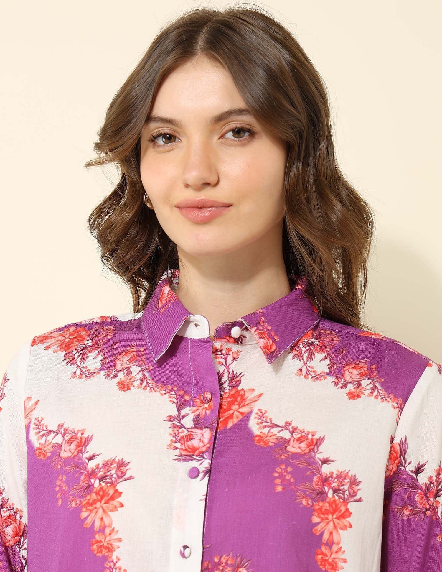 Floral Printed Regular Fit Shirt Grey - U.S. POLO ASSN. | Large