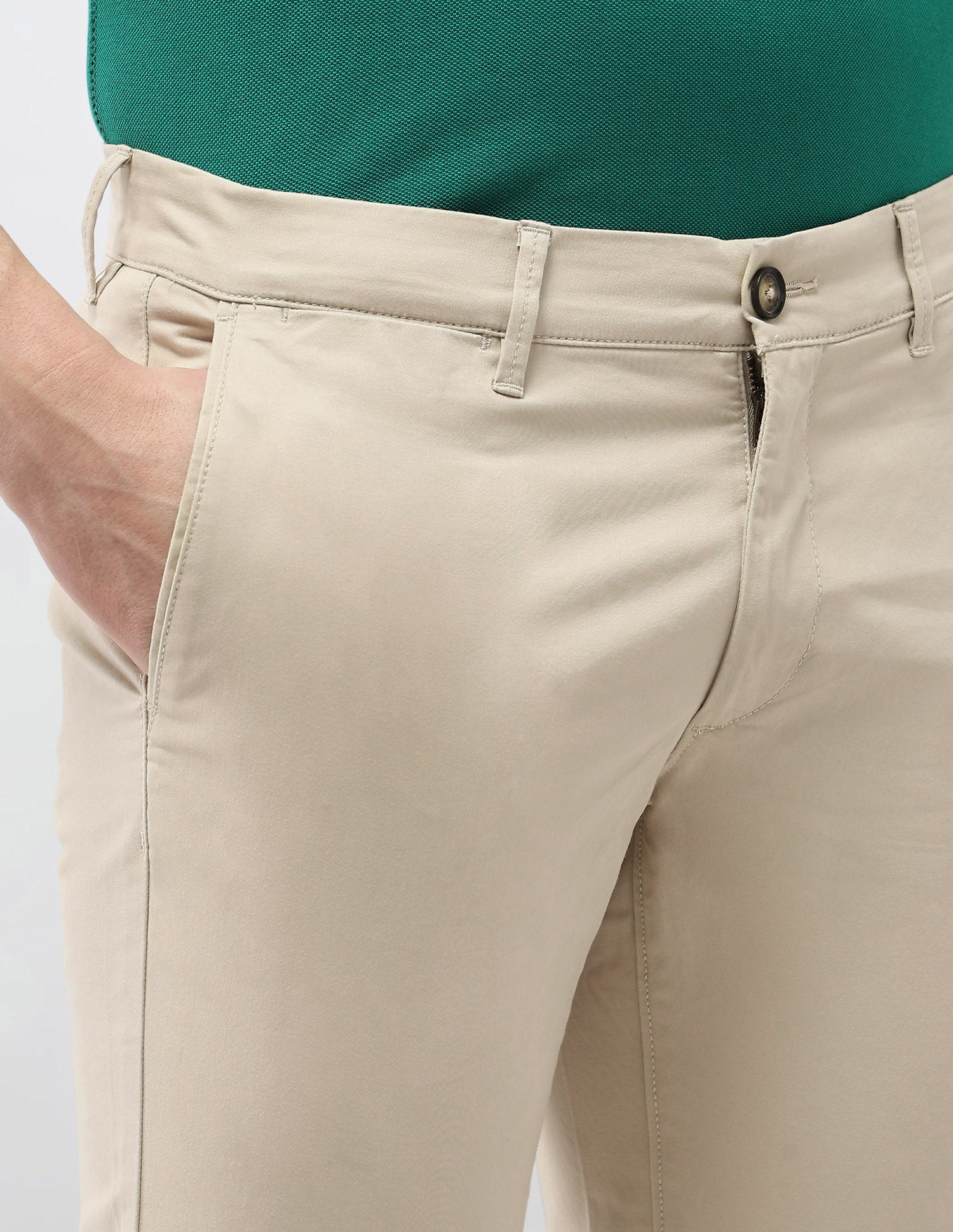 Denver Slim Fit Satin Trousers Beige - U.S. Polo Assn. India | Large