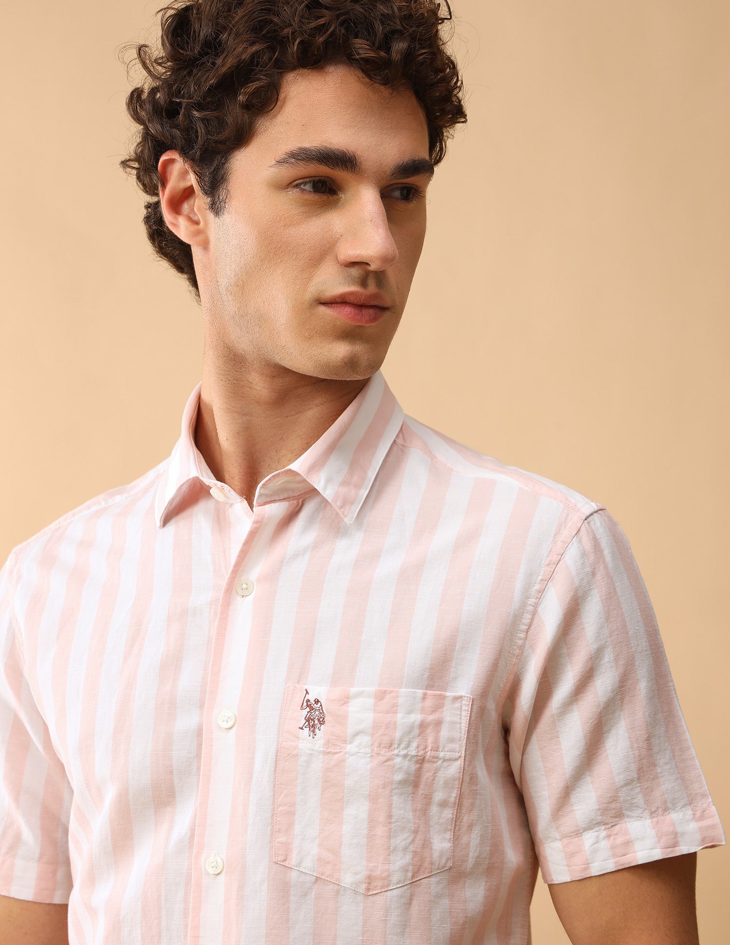 Pacho X Vertical Striped Regular Fit Shirt Pink - U.S. Polo Assn. India | Large