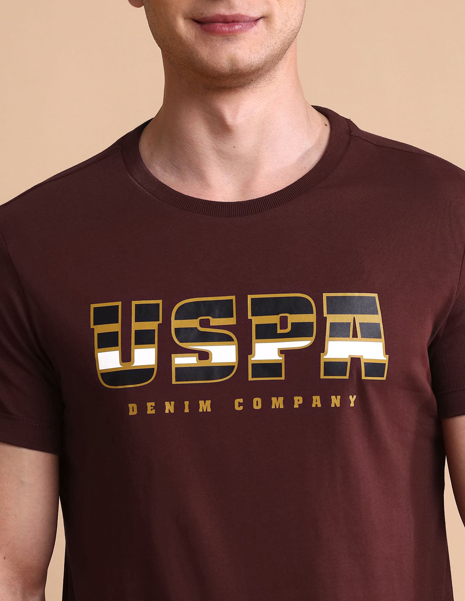 Brand Printed Muscle Fit T-Shirt Maroon - U.S. POLO ASSN. | Large