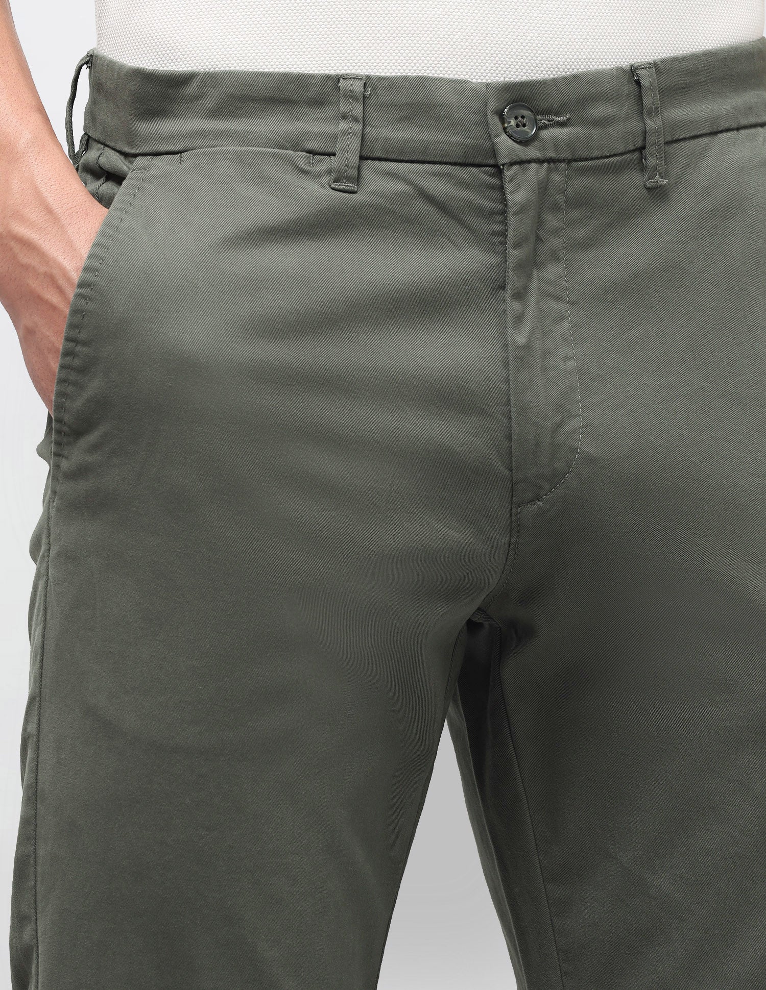 Satin Straight Fit Trousers Olive - U.S. Polo Assn. India | Large