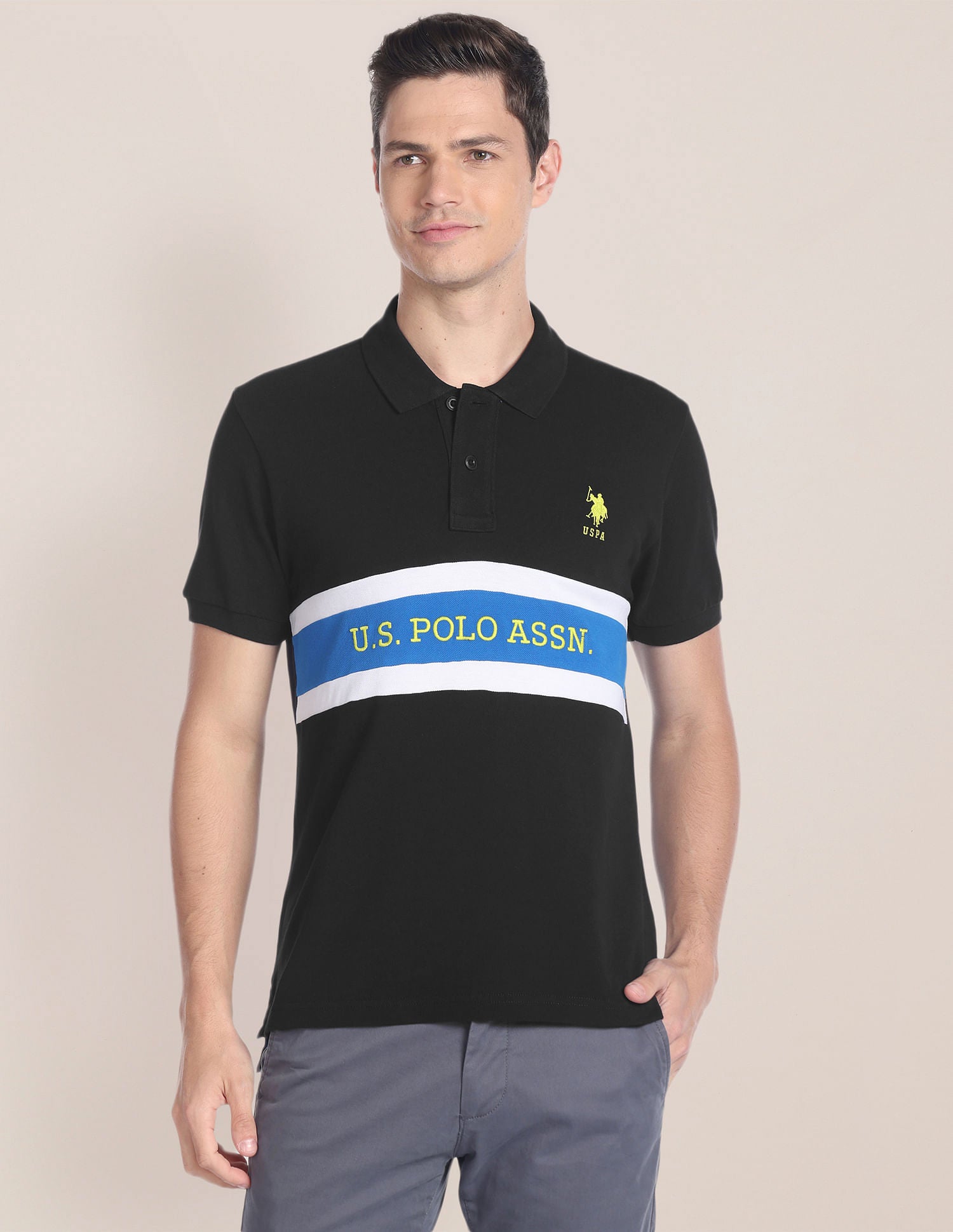 Brand Embroidered Slim Fit Polo Shirt Black - U.S. POLO ASSN. | Large