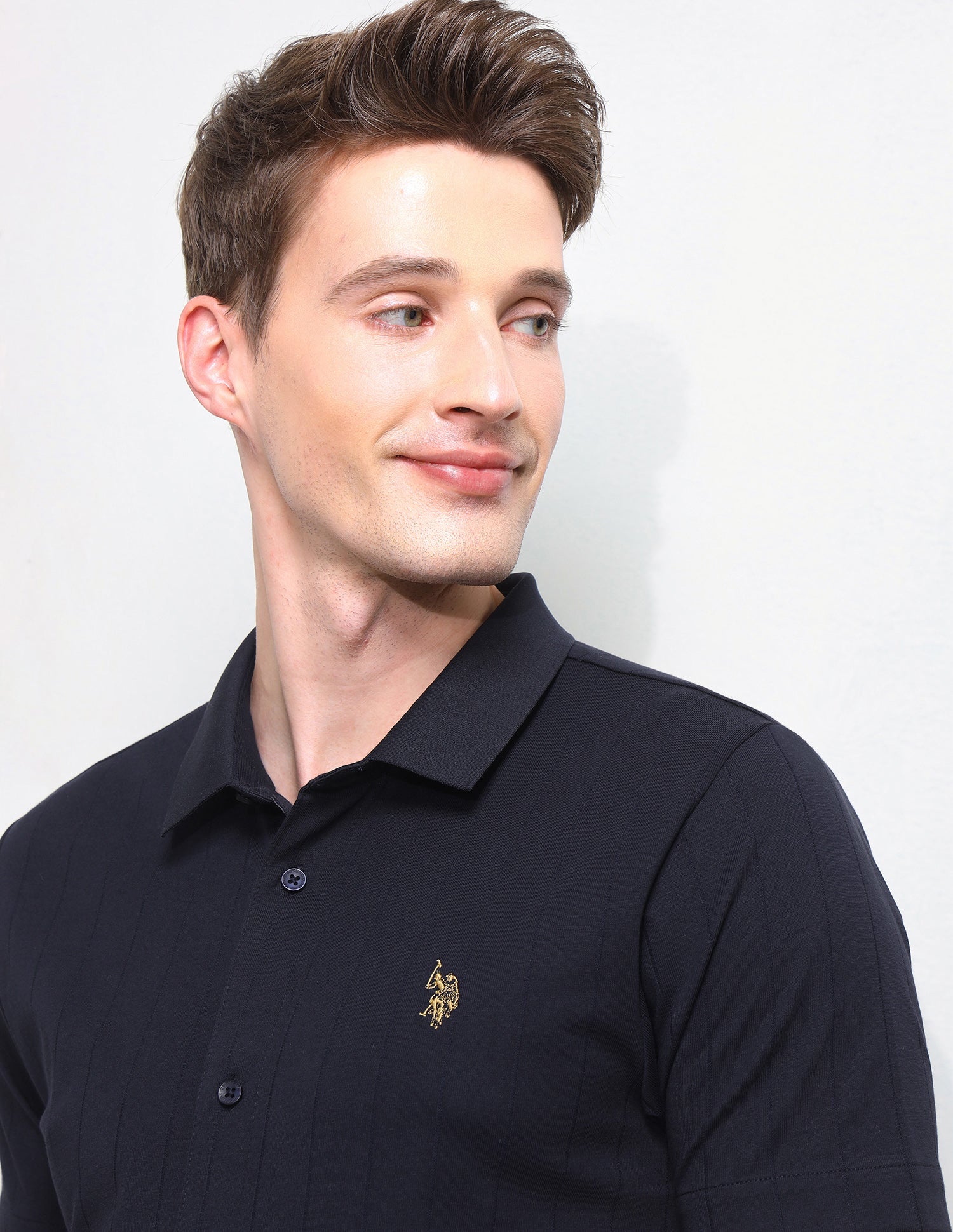 Knitted Slim Fit Shirt Navy - U.S. Polo Assn. India | Large