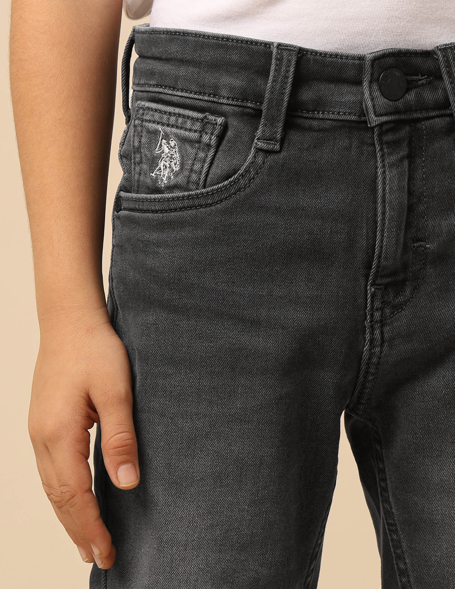 Boys Relaxed Fit Mid Rise Shorts Grey - U.S. POLO ASSN. | Large