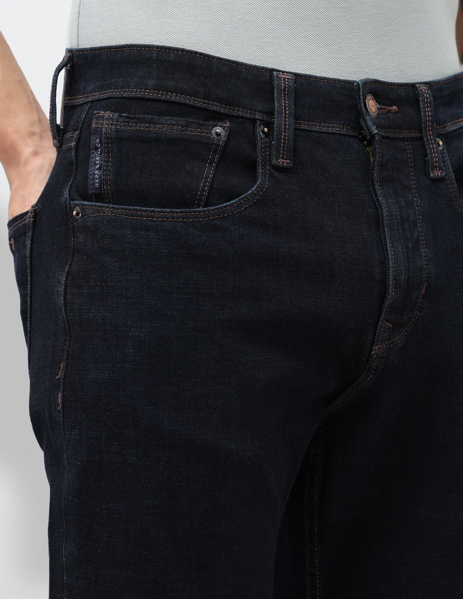 Cole Comfort Cropped Fit Blue Jeans Dark Blue - U.S. POLO ASSN. | Large