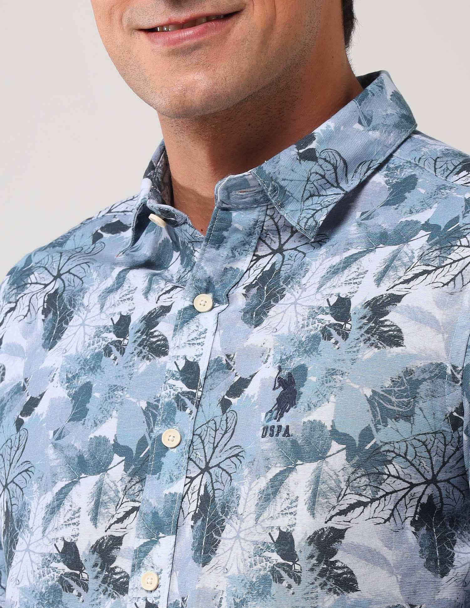 Regular Fit Floral Printed Shirt Blue - U.S. POLO ASSN. | Large