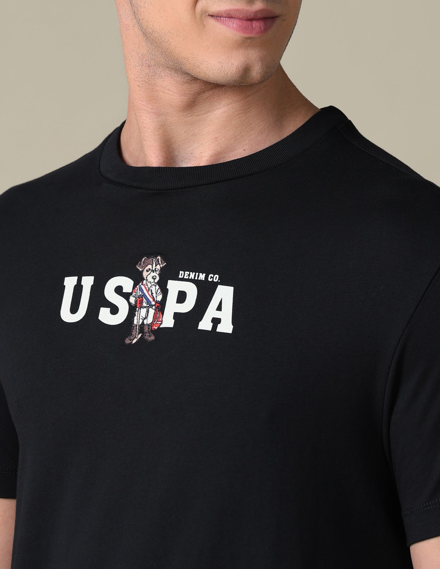 Slim Fit Solid T-Shirt Black - U.S. Polo Assn. India | Large