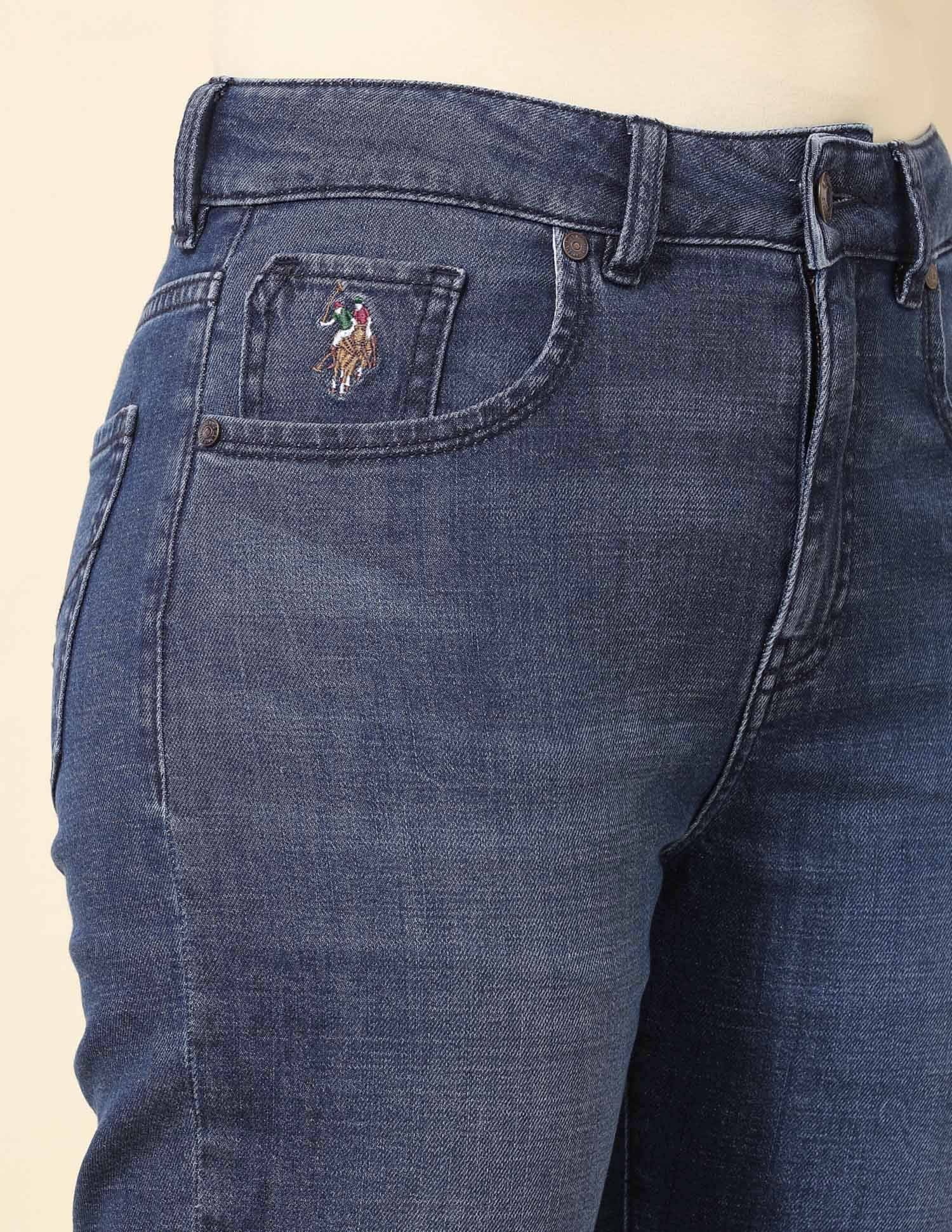 High Rise Straight Fit Jeans Dark Blue - U.S. Polo Assn. India | Large