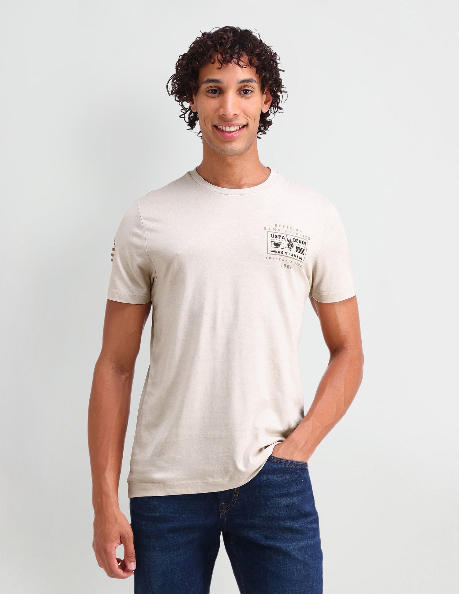Muscle Fit Brand Printed T-Shirt Fog - U.S. Polo Assn. India | Large