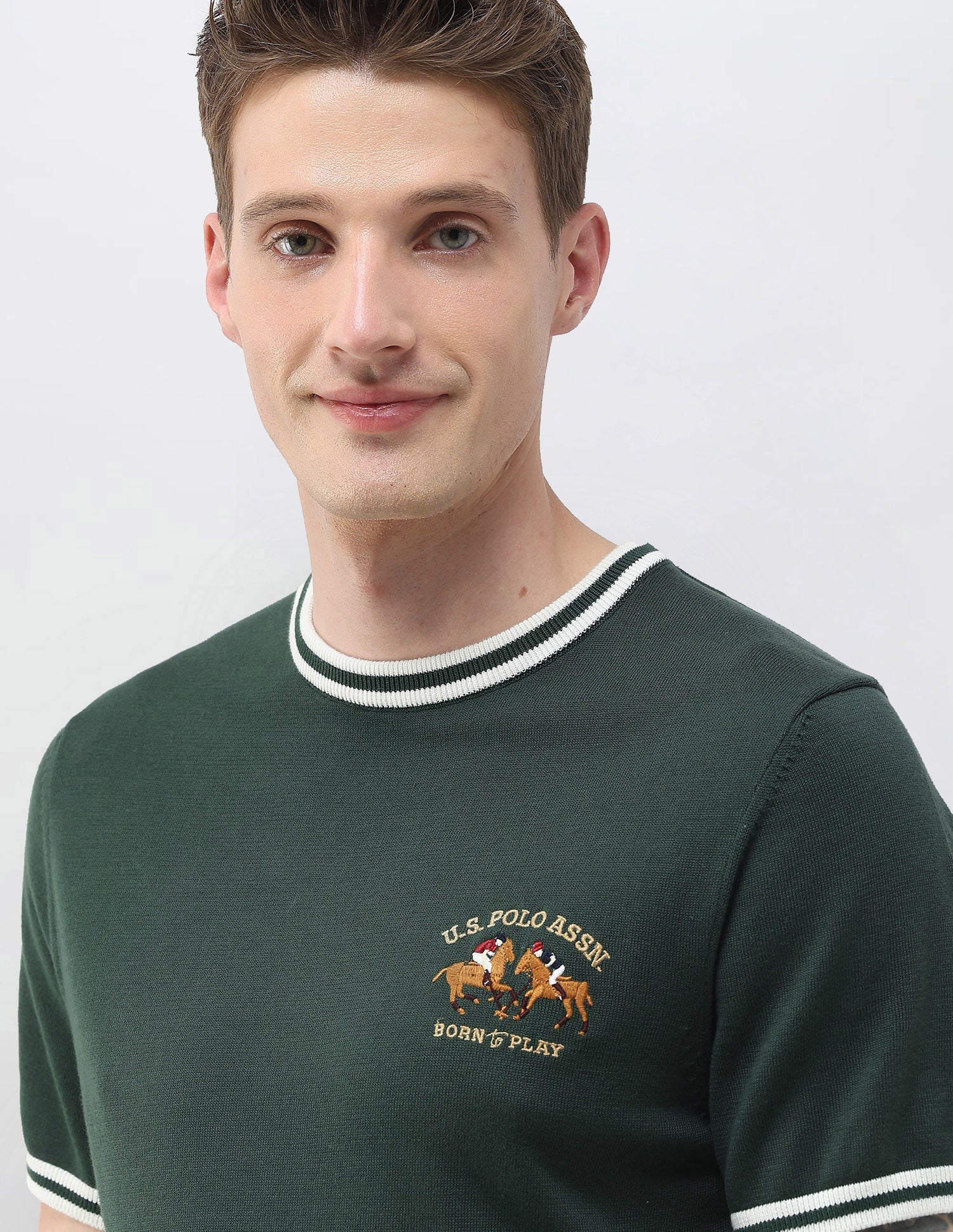 Solid Slim Fit T-Shirt Green - U.S. Polo Assn. India | Large