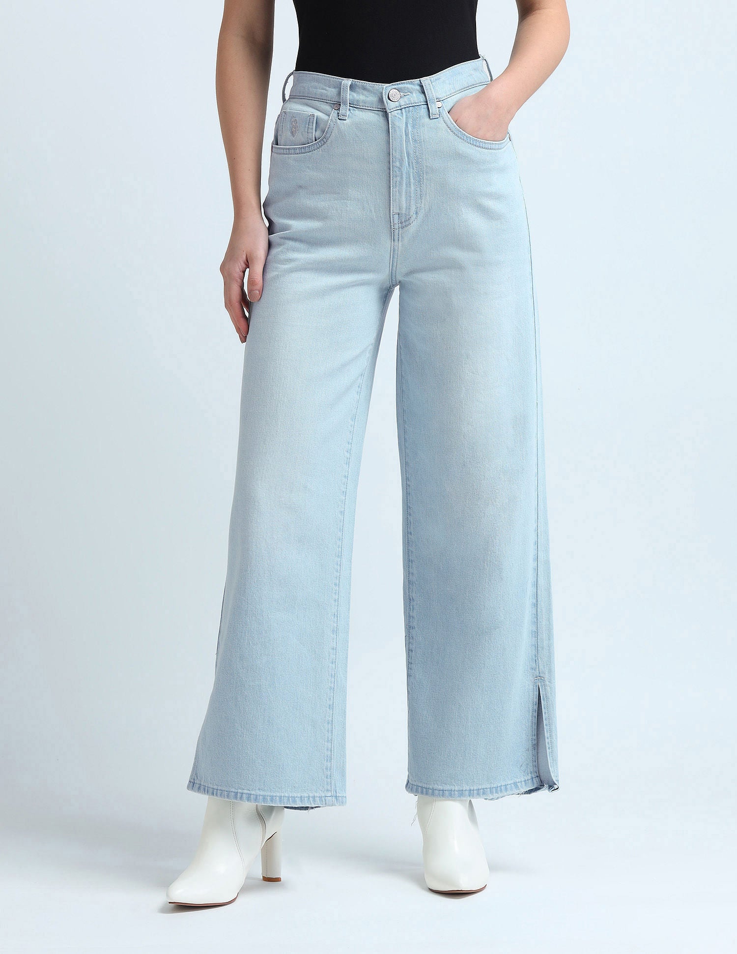 Wide Leg Fit Blue Jeans Blue - U.S. Polo Assn. India | Large