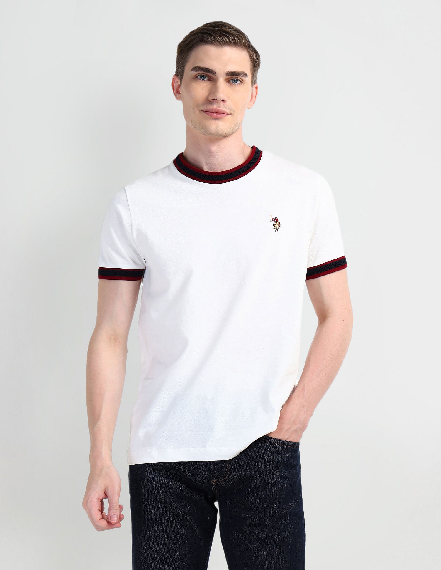 Solid Cotton T-Shirt Ivory - U.S. POLO ASSN. | Large