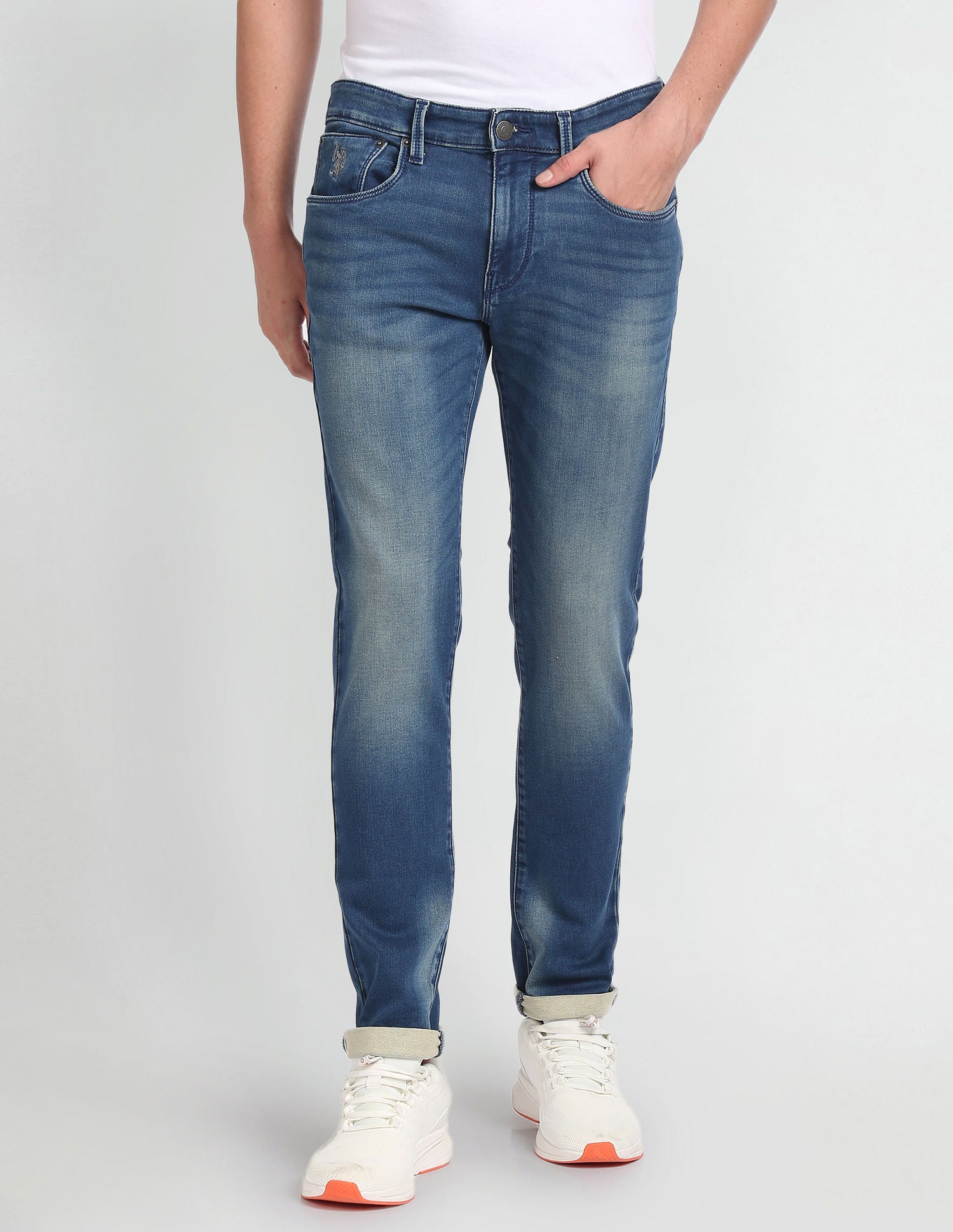 Brandon Slim Tapered Fit Blue Jeans Blue - U.S. POLO ASSN. | Large