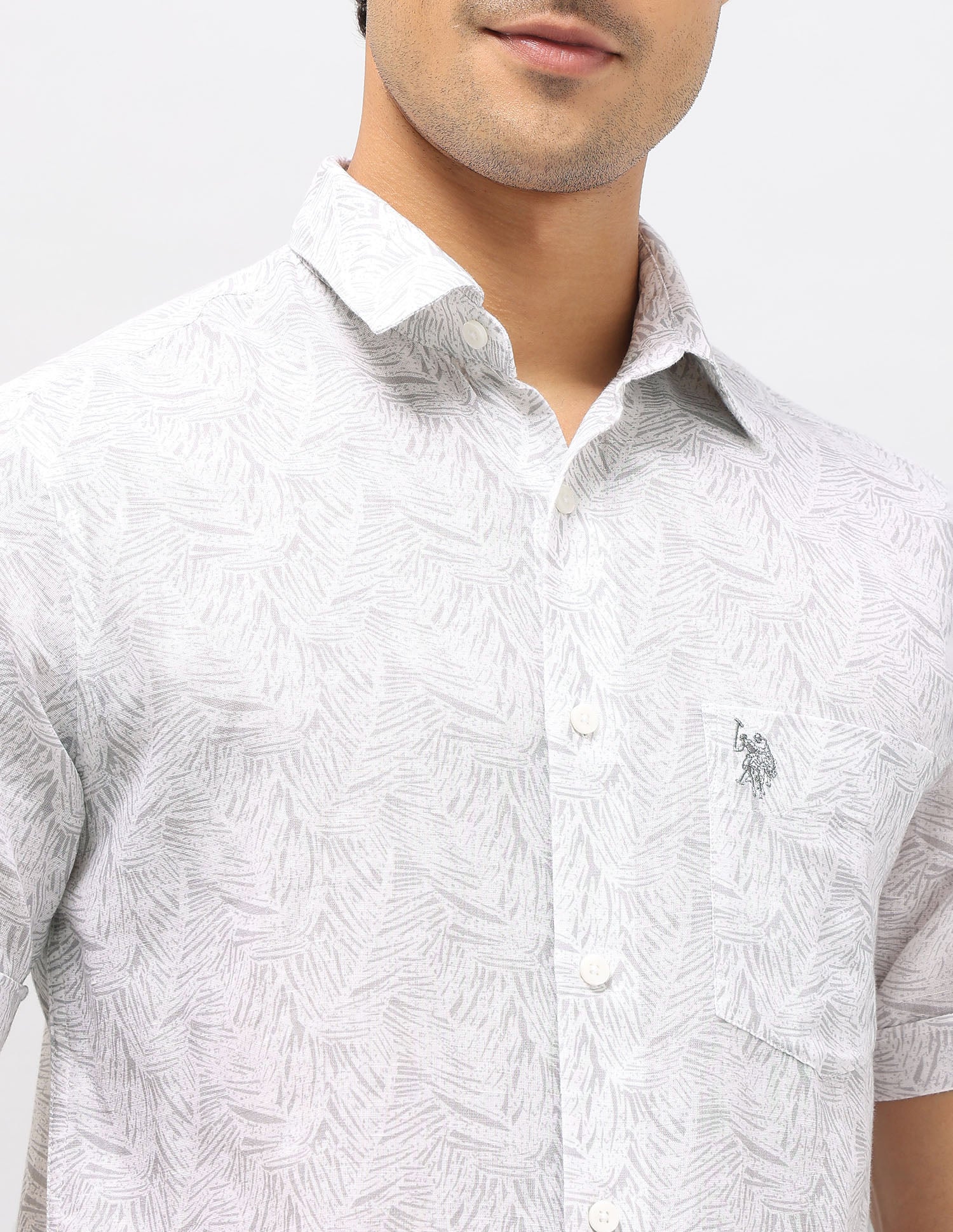 All Over Printed Tailored Fit Shirt Grey - U.S. POLO ASSN. | Large