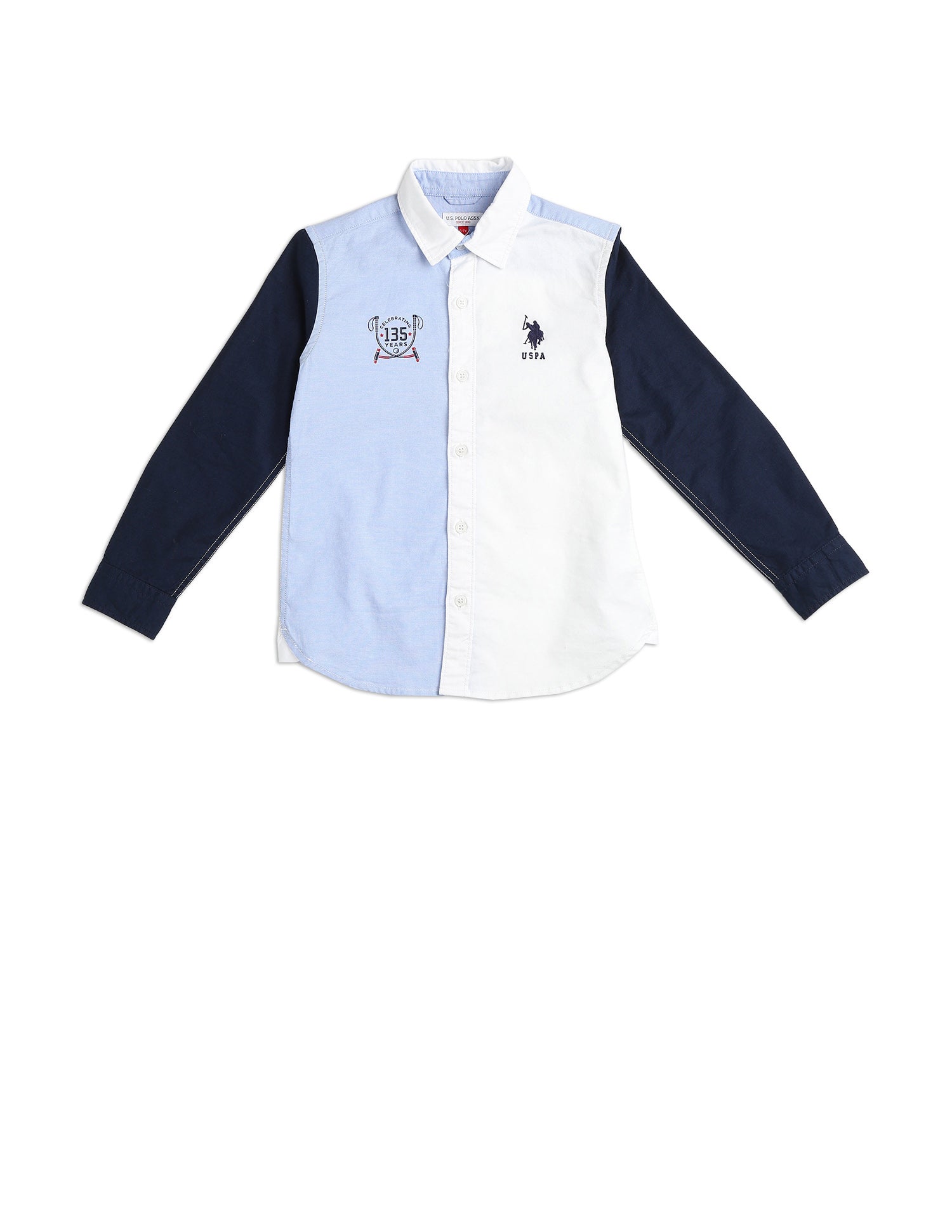 Boys Oxford Colorblocked Brand Printed Shirt Multi - U.S. Polo Assn. India | Large