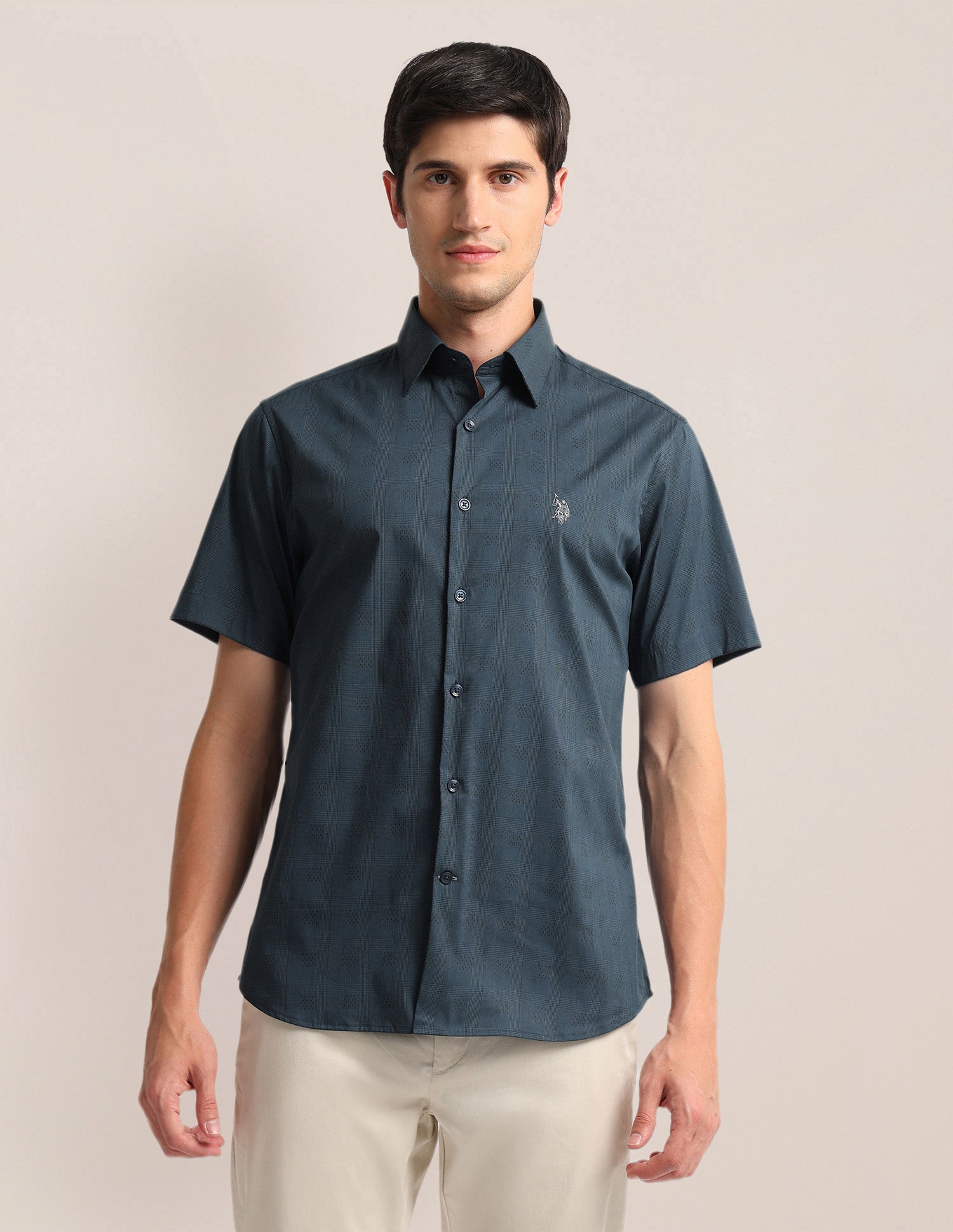 Tailored Fit Check Shirt Teal - U.S. Polo Assn. India | Large