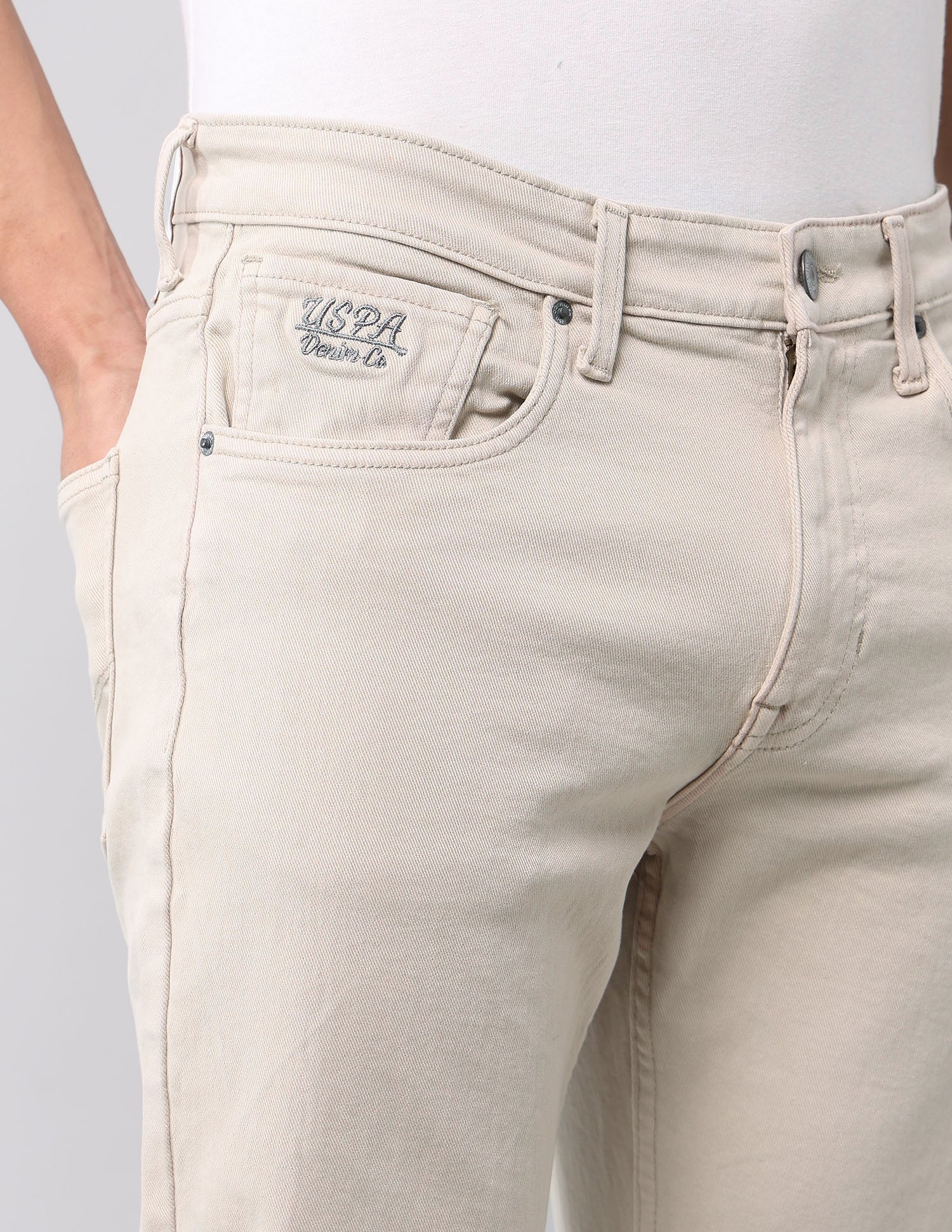 Harold Slim Straight Fit Beige Jeans Light Beige - U.S. POLO ASSN. | Large