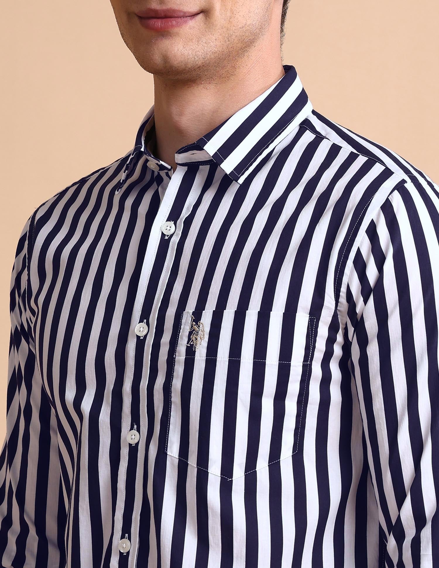 Vertical Striped Tailored Fit Shirt Navy - U.S. POLO ASSN. | Large