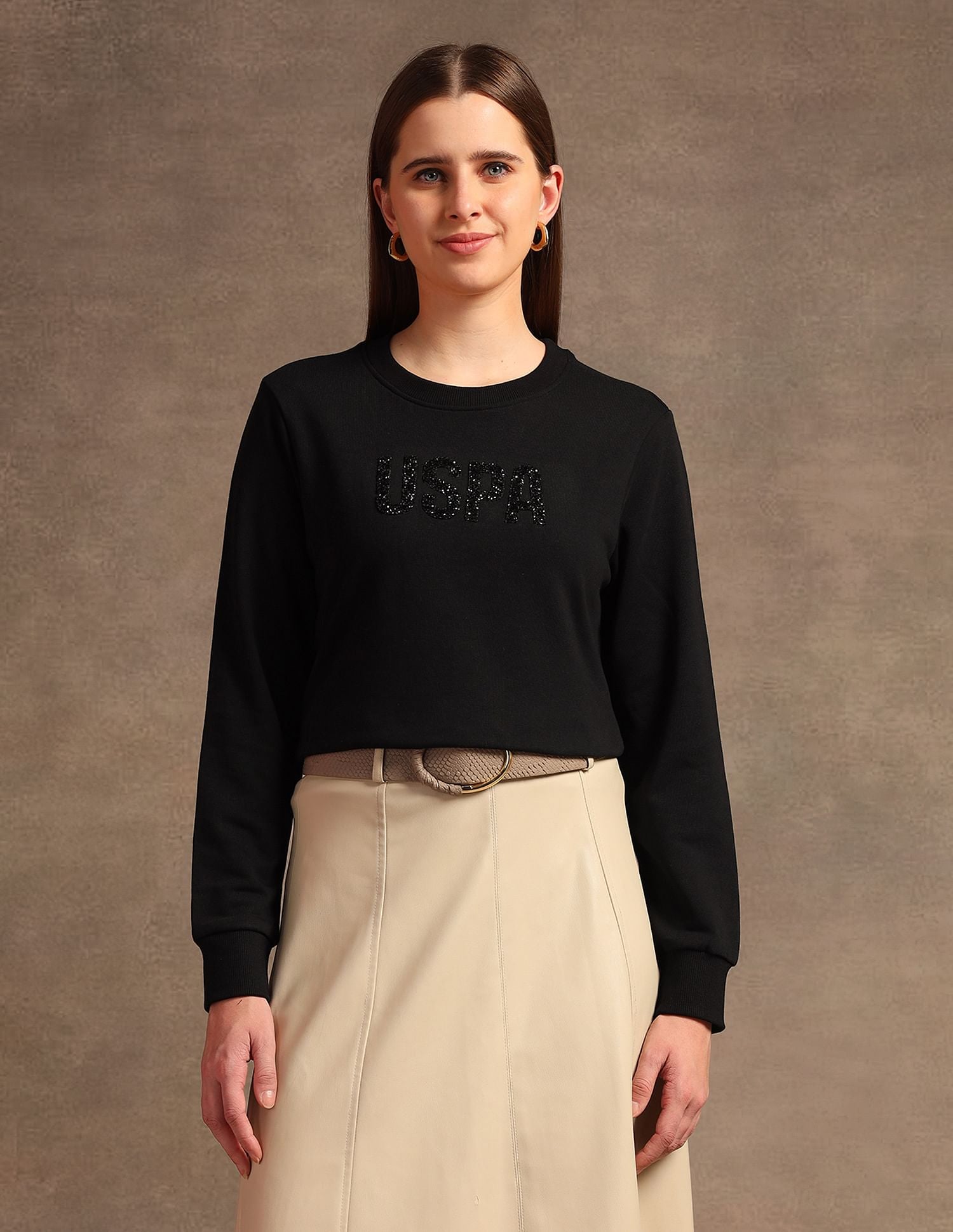 Drop Shoulder Appliqued Sweatshirt Black - U.S. POLO ASSN. | Large