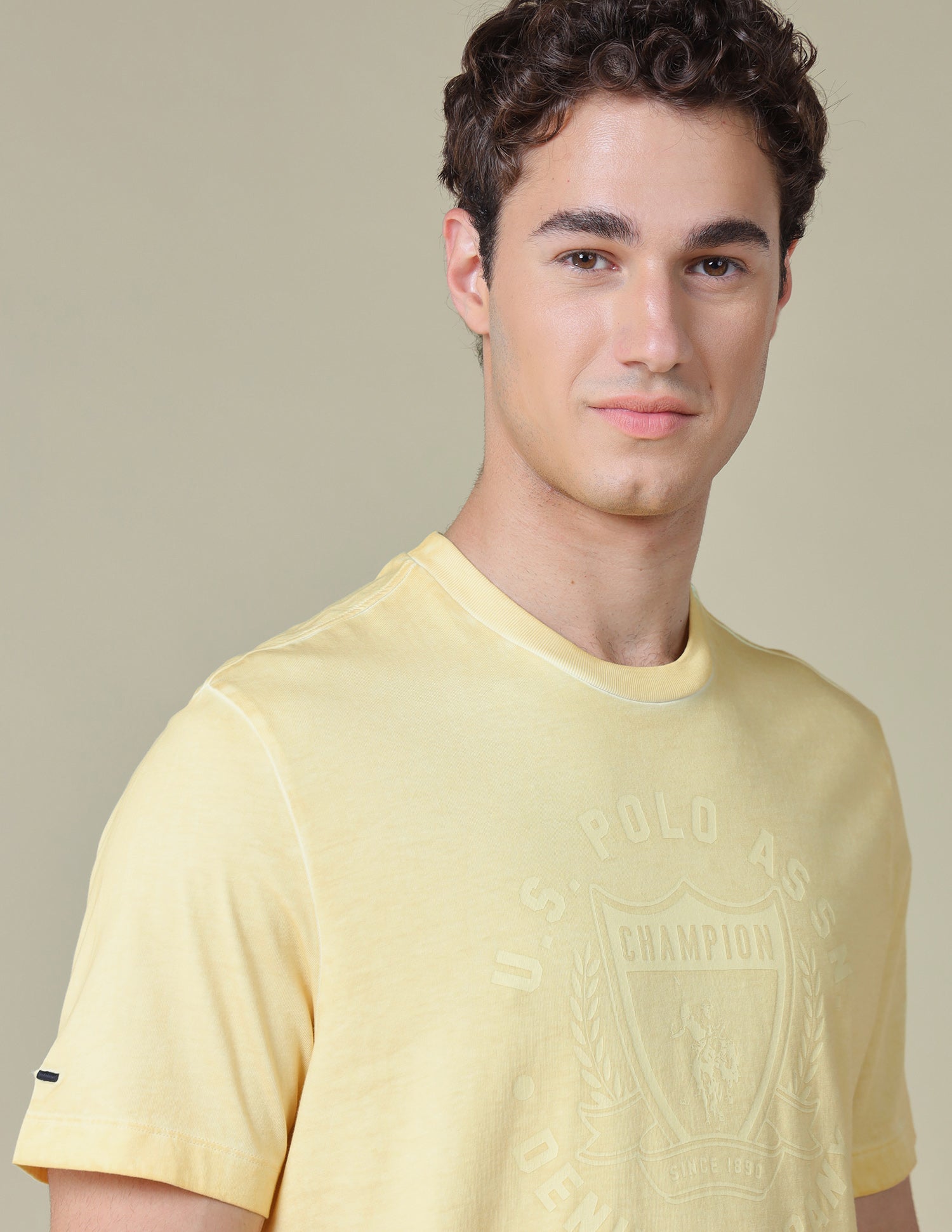 Graphic Brand Printed Relaxed Fit T-Shirt Light Yellow - U.S. Polo Assn. India | Large