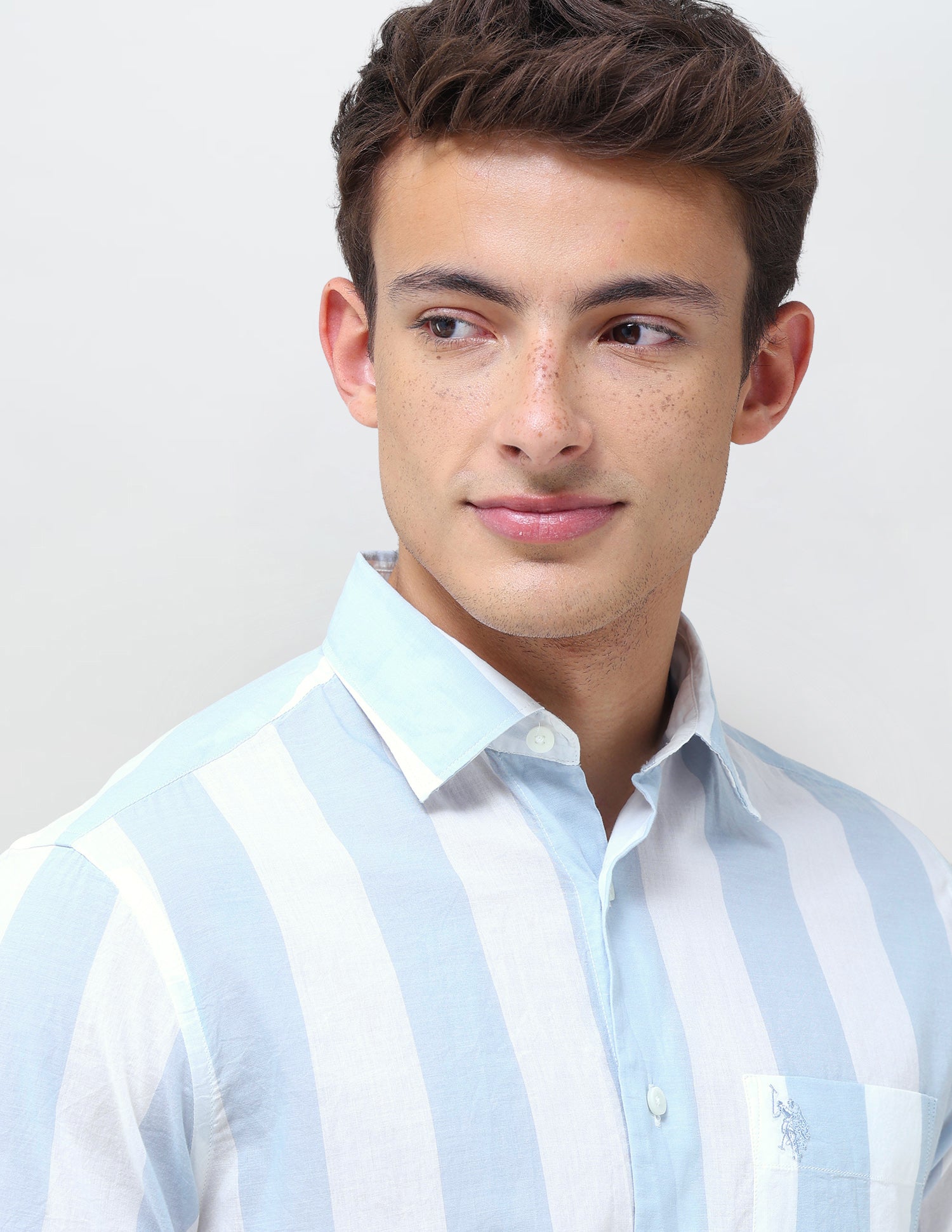 Vertical Striped Regular Fit Shirt Teal - U.S. Polo Assn. India | Large