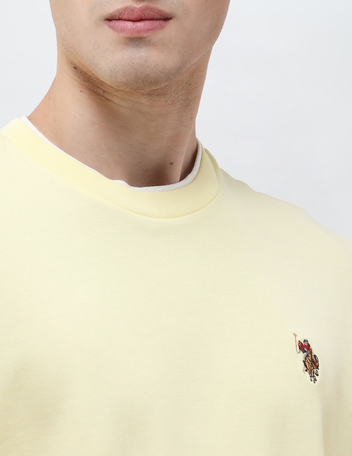Solid Slim Fit T-Shirt Light Yellow - U.S. Polo Assn. India | Large