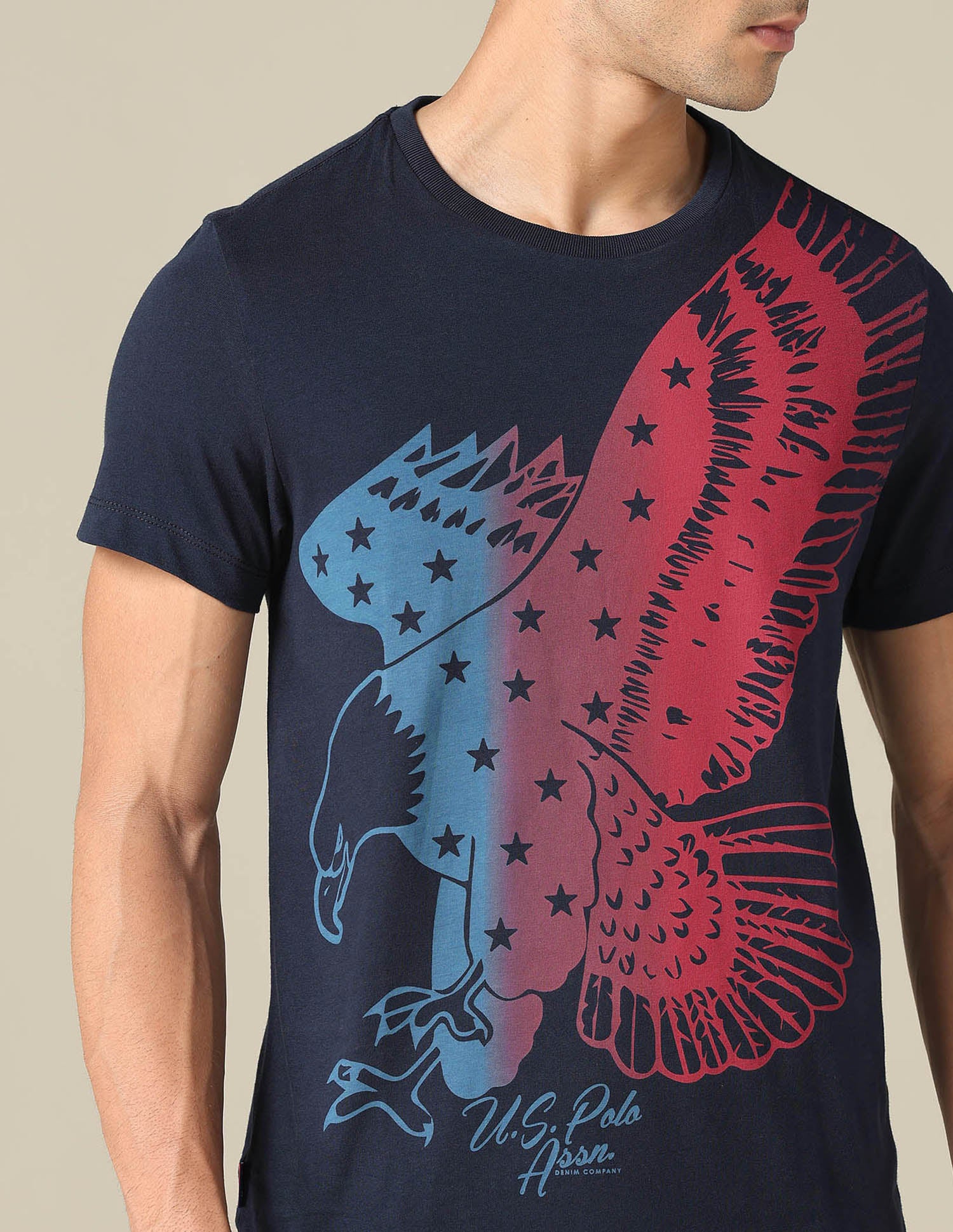 Graphic Printed Muscle Fit T-Shirt Navy - U.S. POLO ASSN. | Large