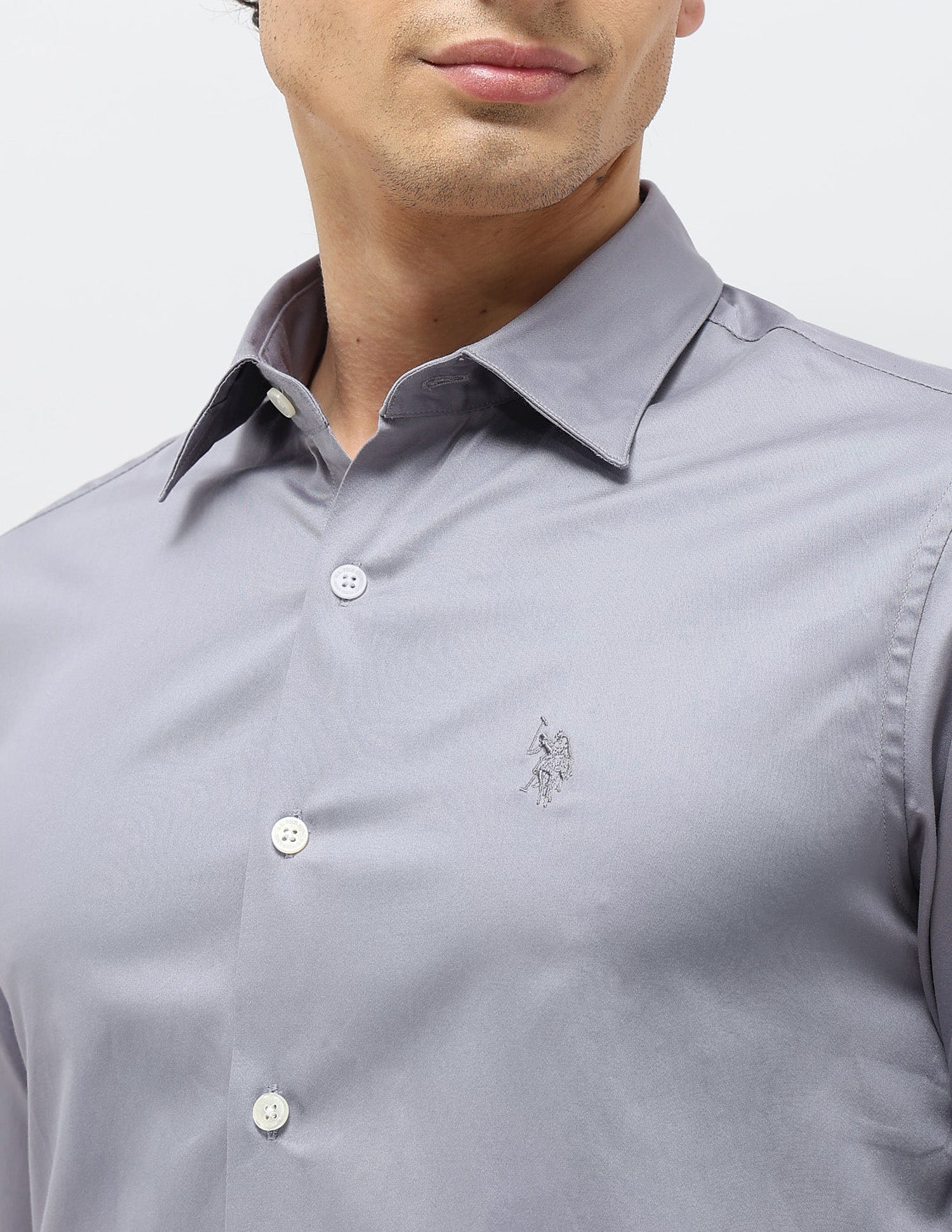 Satin Tailored Fit Shirt Grey - U.S. POLO ASSN. | Large