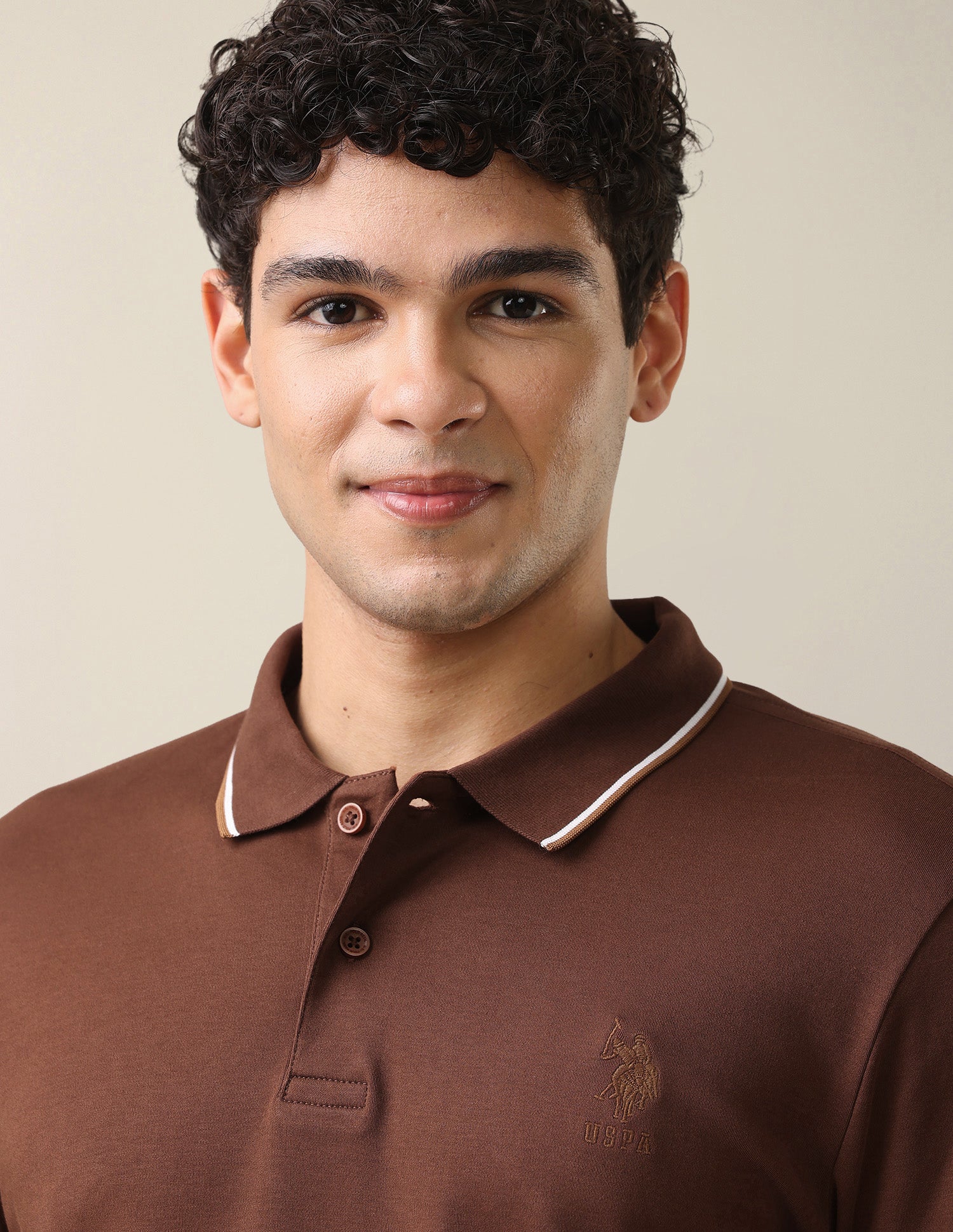 Solid Slim Fit Polo Shirt Brown - U.S. Polo Assn. India | Large