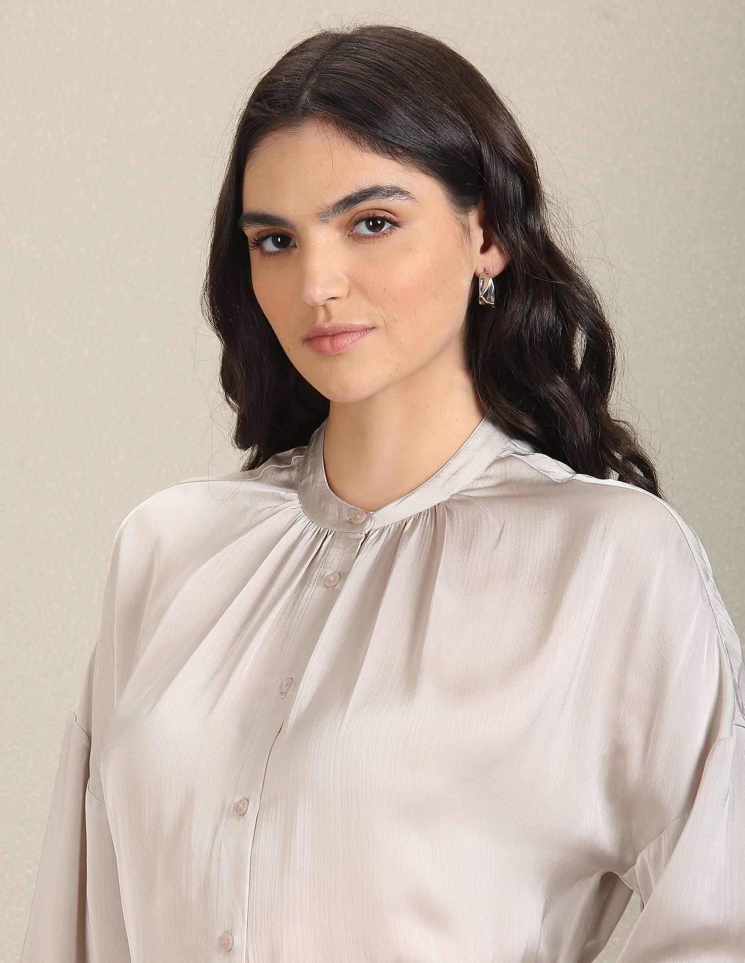 Mandarin Collar Solid Shirt Light Grey - U.S. POLO ASSN. | Large