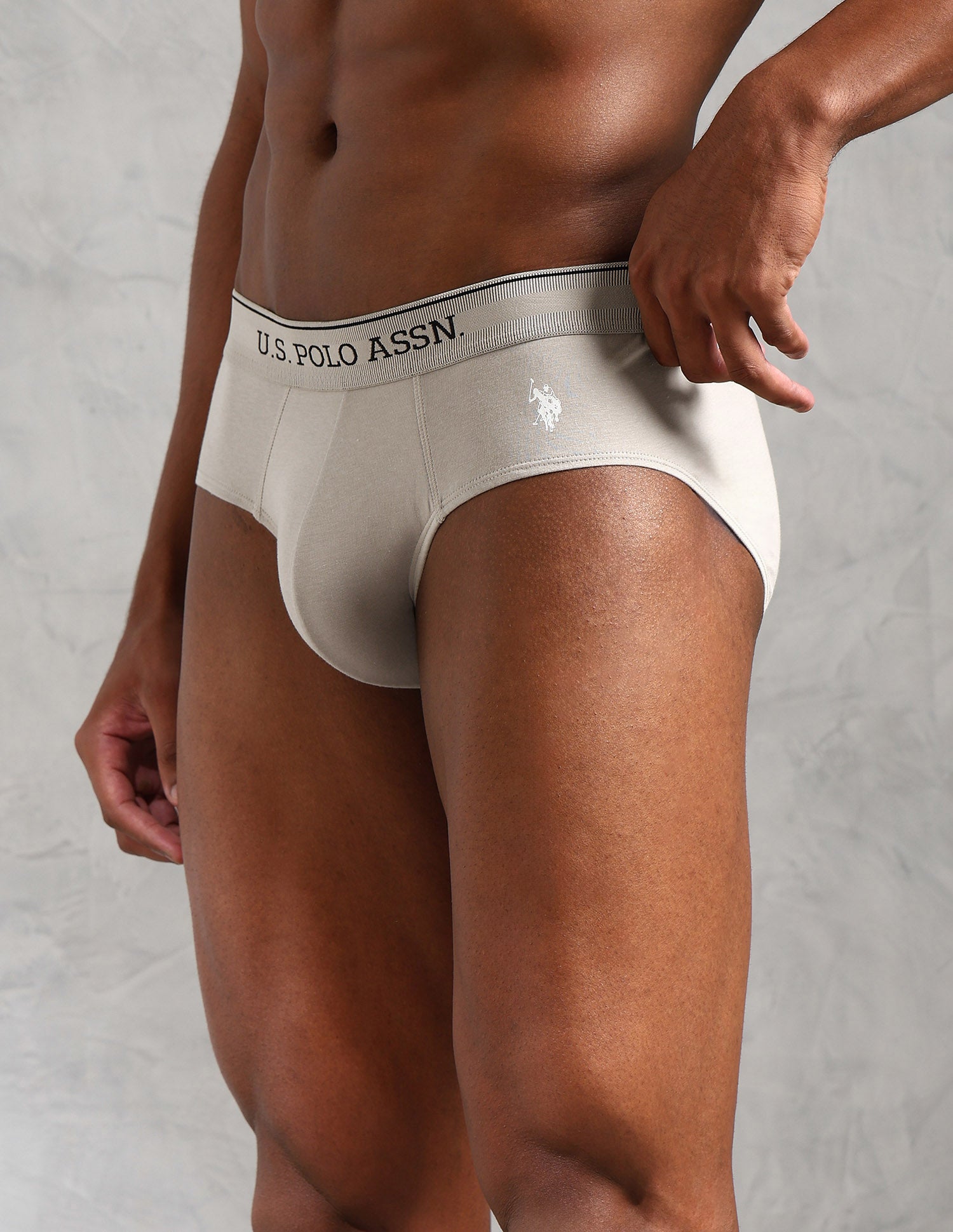 Solid Low Rise OEB15 Briefs - Pack Of 3 Black, Oatmeal and Navy - U.S. POLO ASSN. | Large