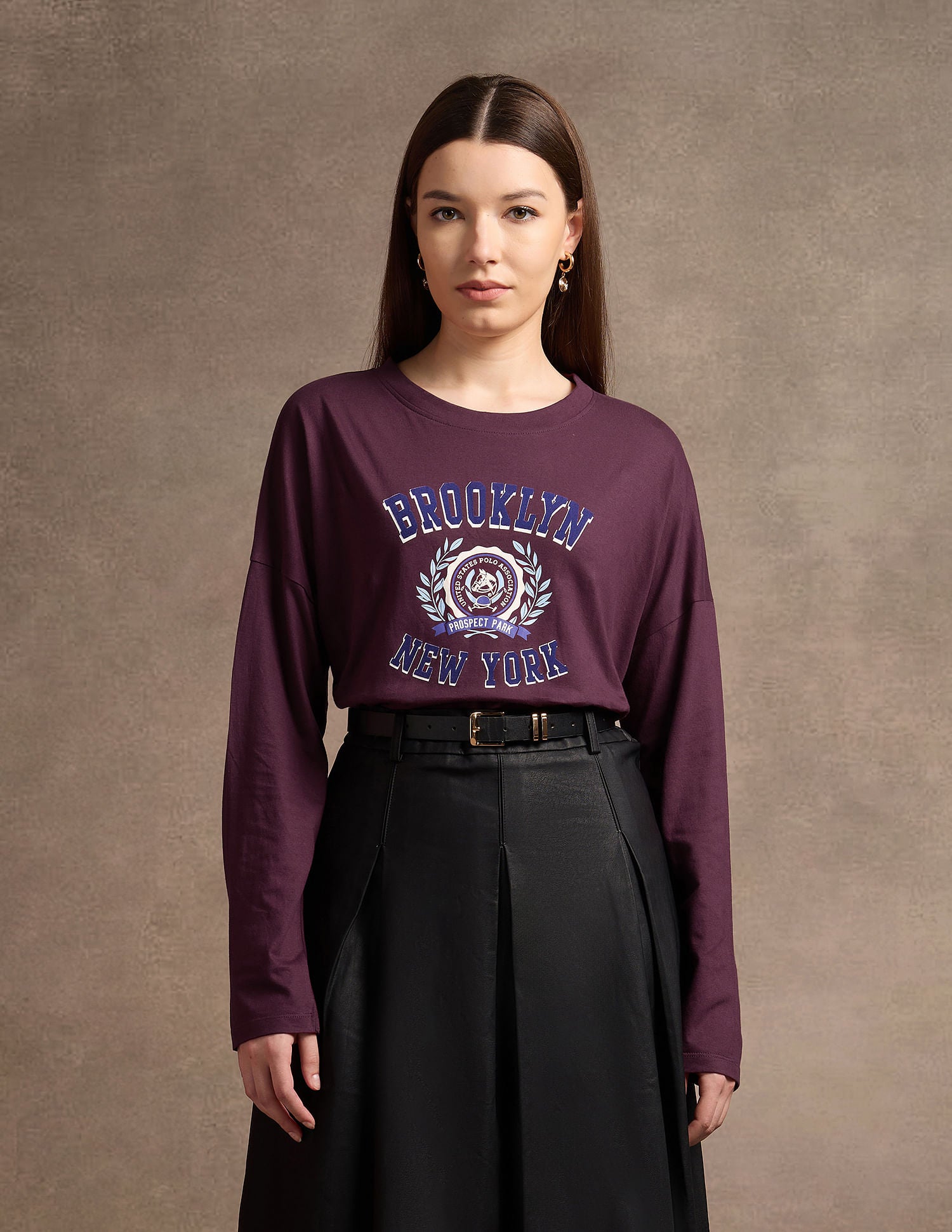 Drop Shoulder Graphic Print T-Shirt Wine - U.S. POLO ASSN. | Large